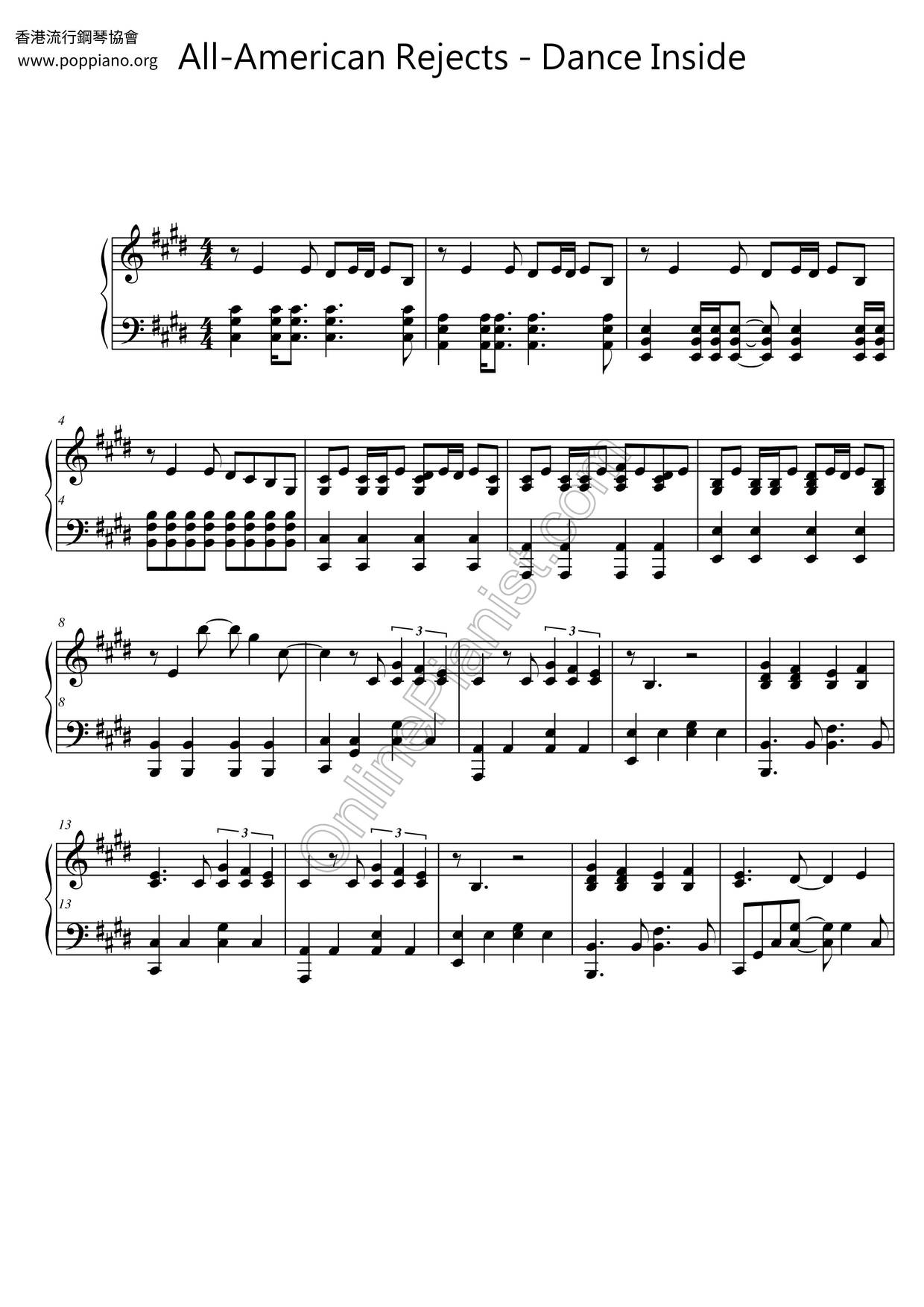 Dance Inside Score