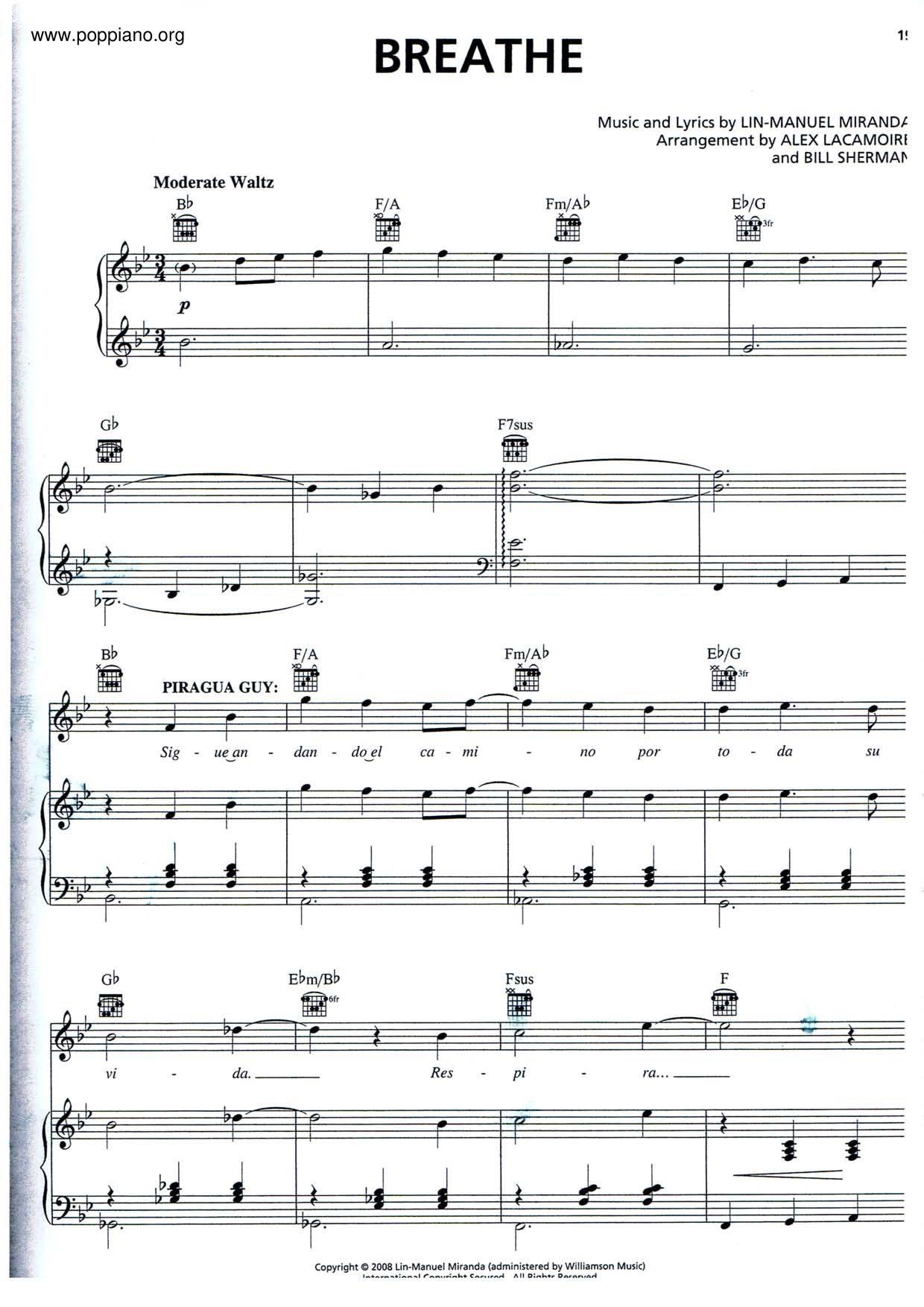 Breathe - In the Heights Score