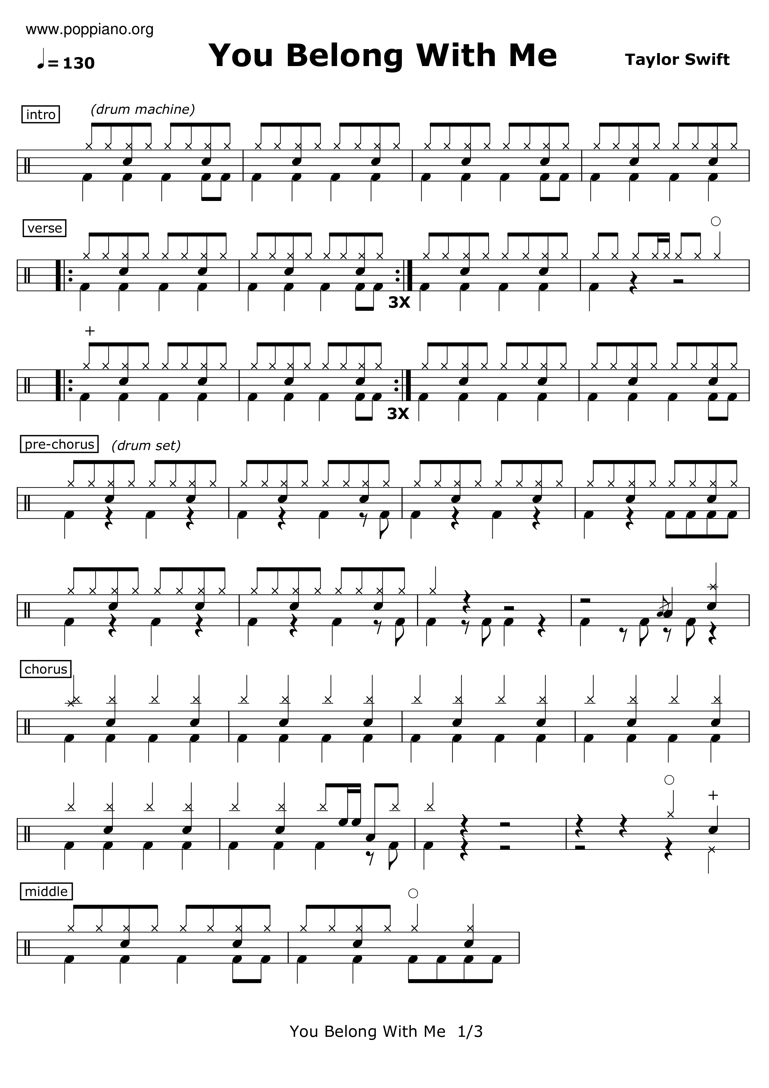 You Belong With Me Score