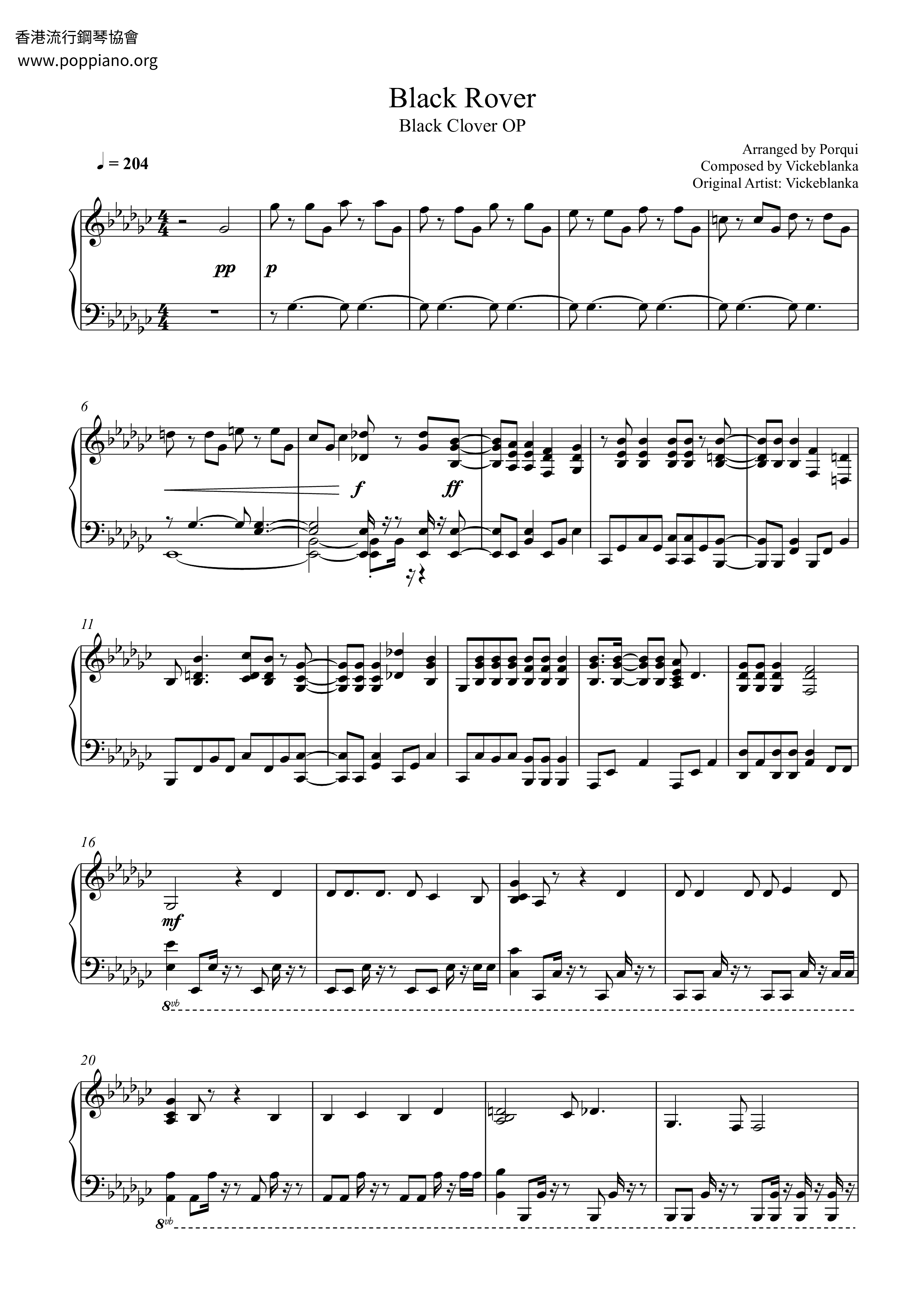 Black Clover - Black Rover Score