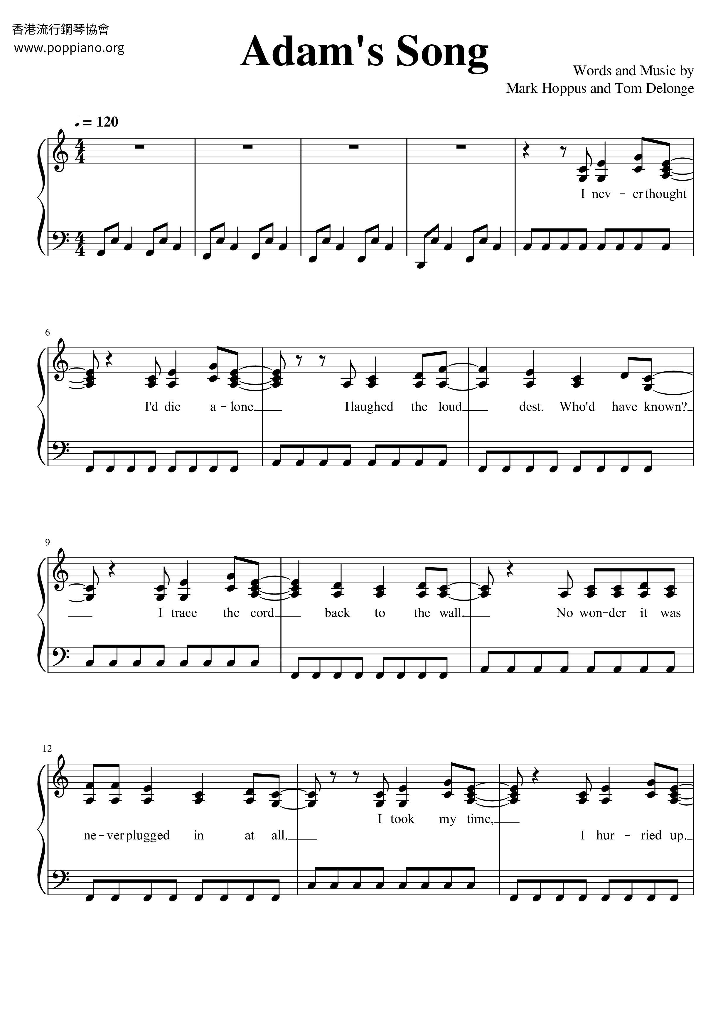 Adam's Songピアノ譜