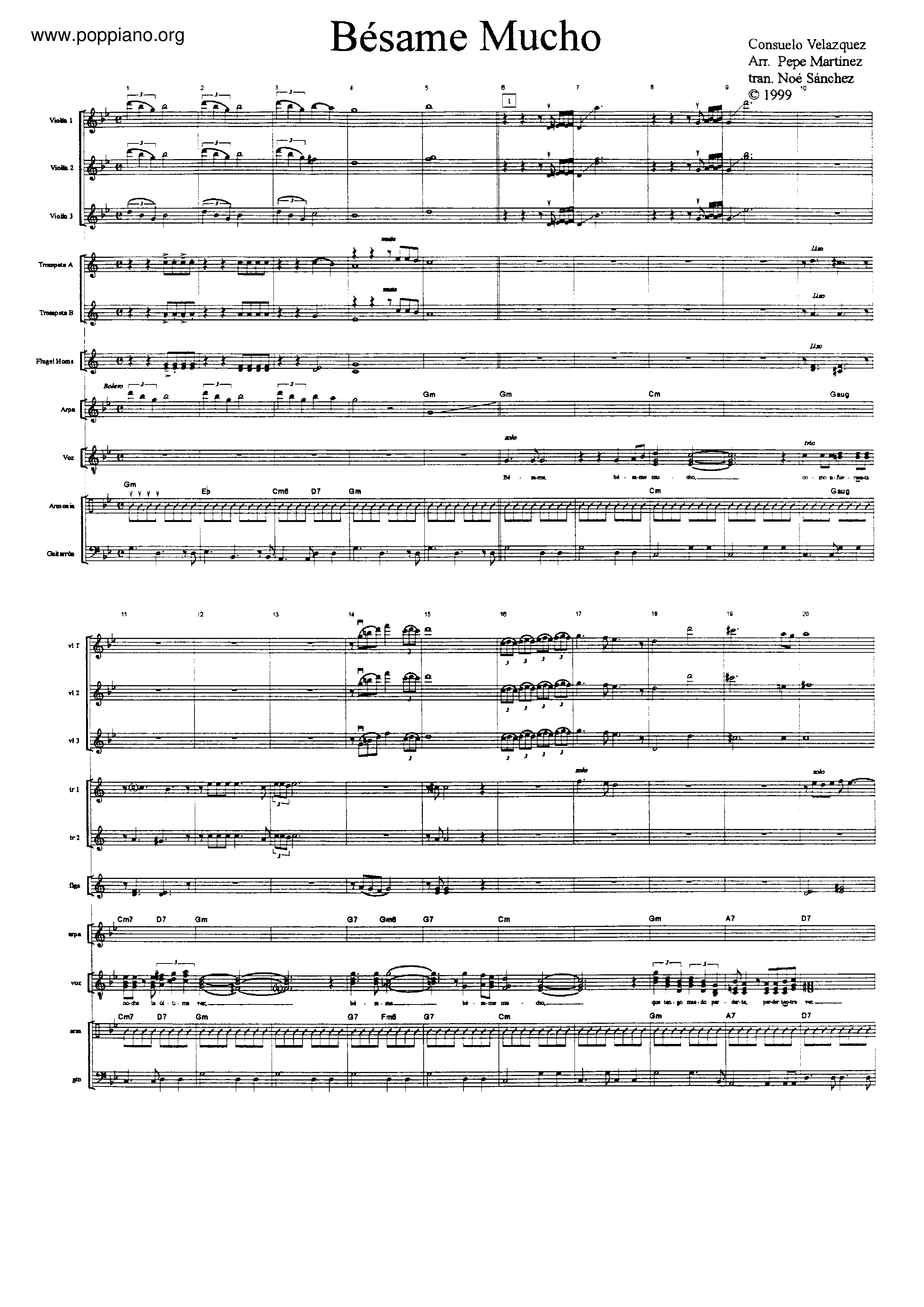 Besame Mucho Score