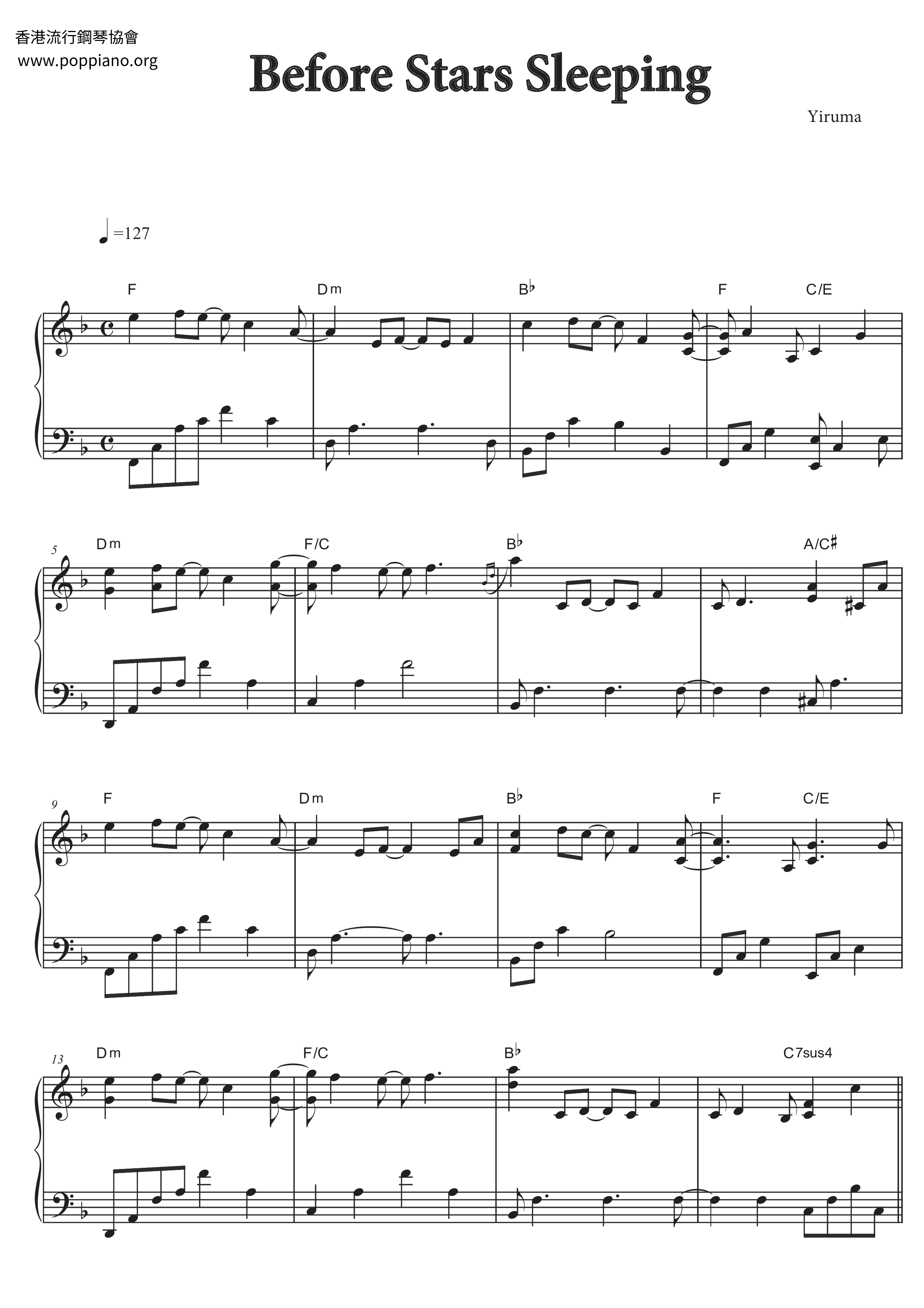 Before Stars Sleeping琴譜