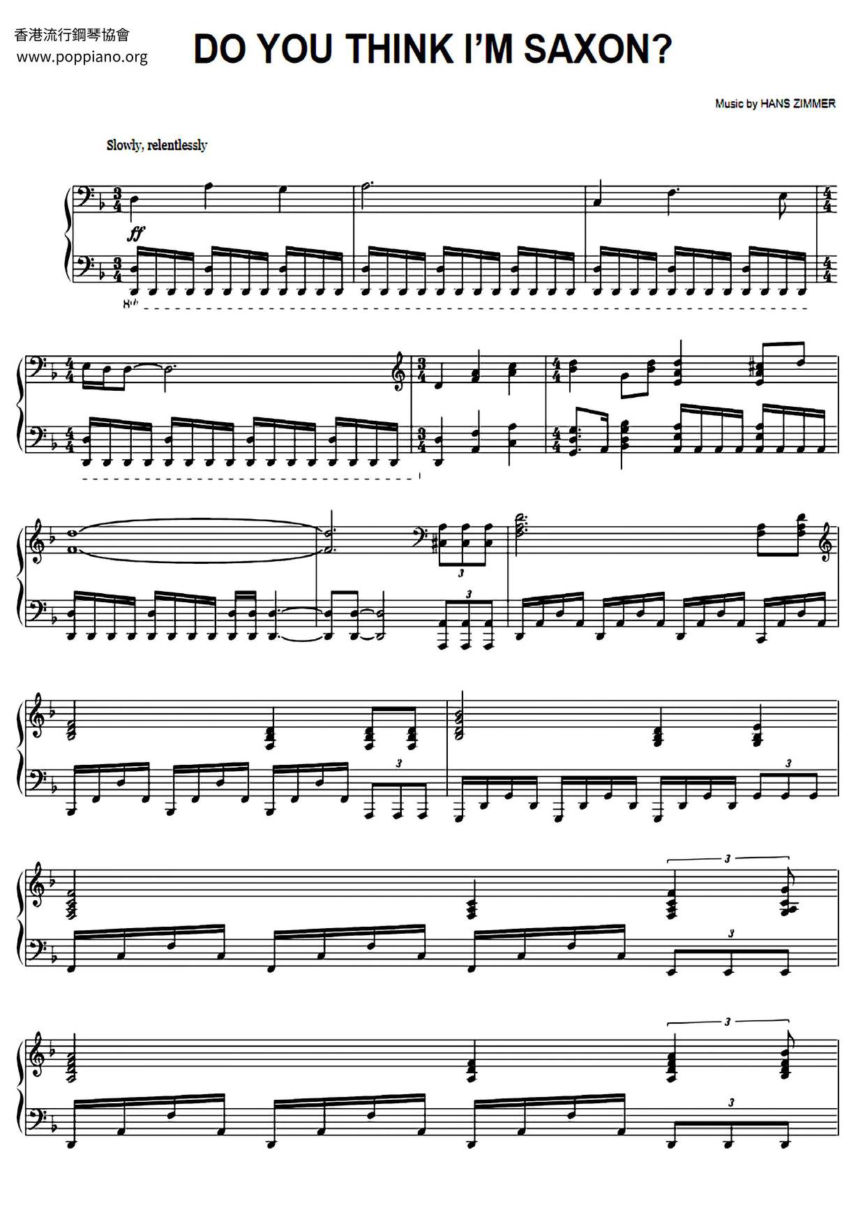 King Arthur - Do You Think I'm Saxon? Score