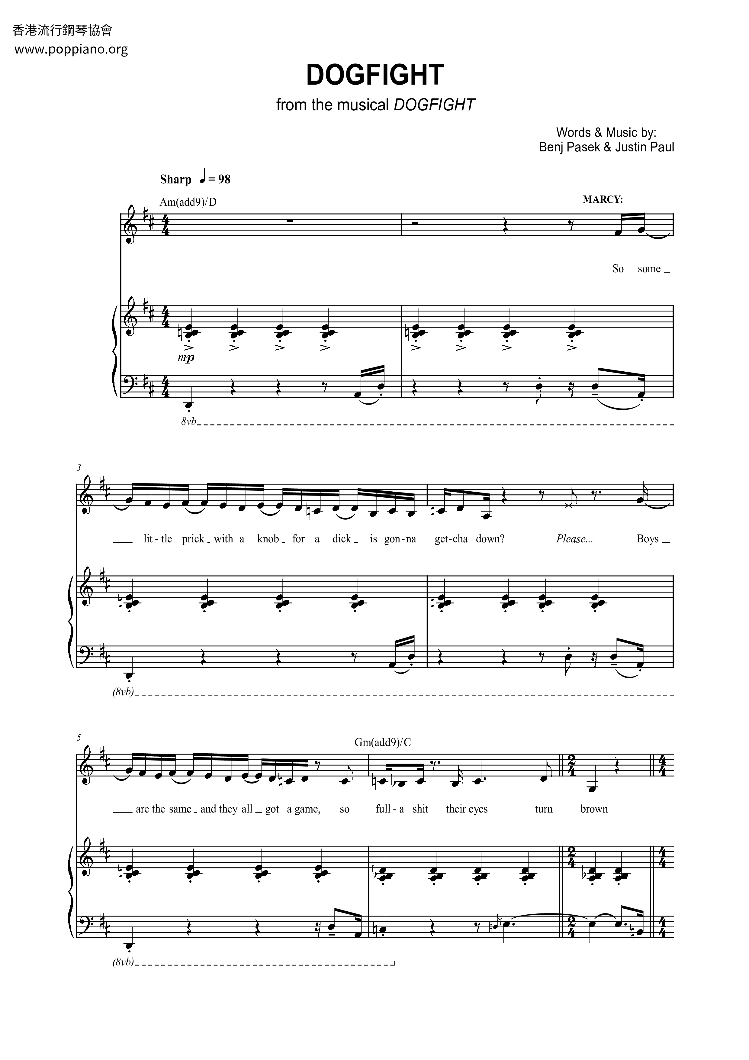 Dogfight The Musical-Dogfight Sheet Music pdf, - Free Score Download ★