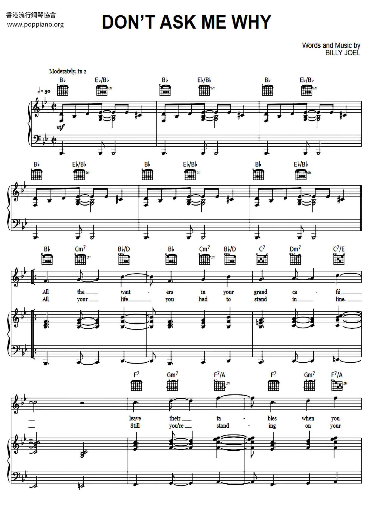 Billy Joel-Don t Ask Me Why Sheet Music pdf - Free Score