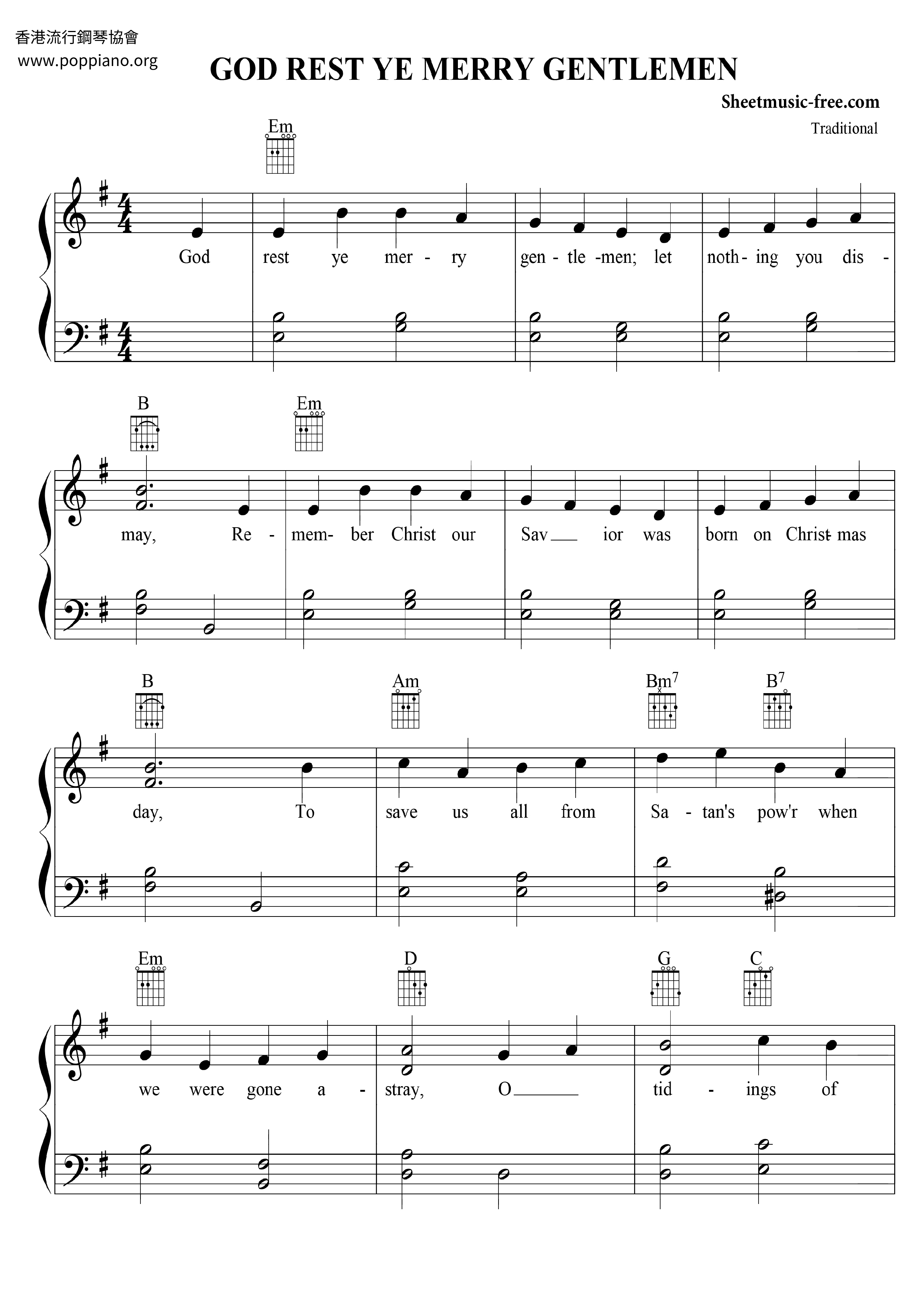 God Rest Ye Merry Gentlemen Score