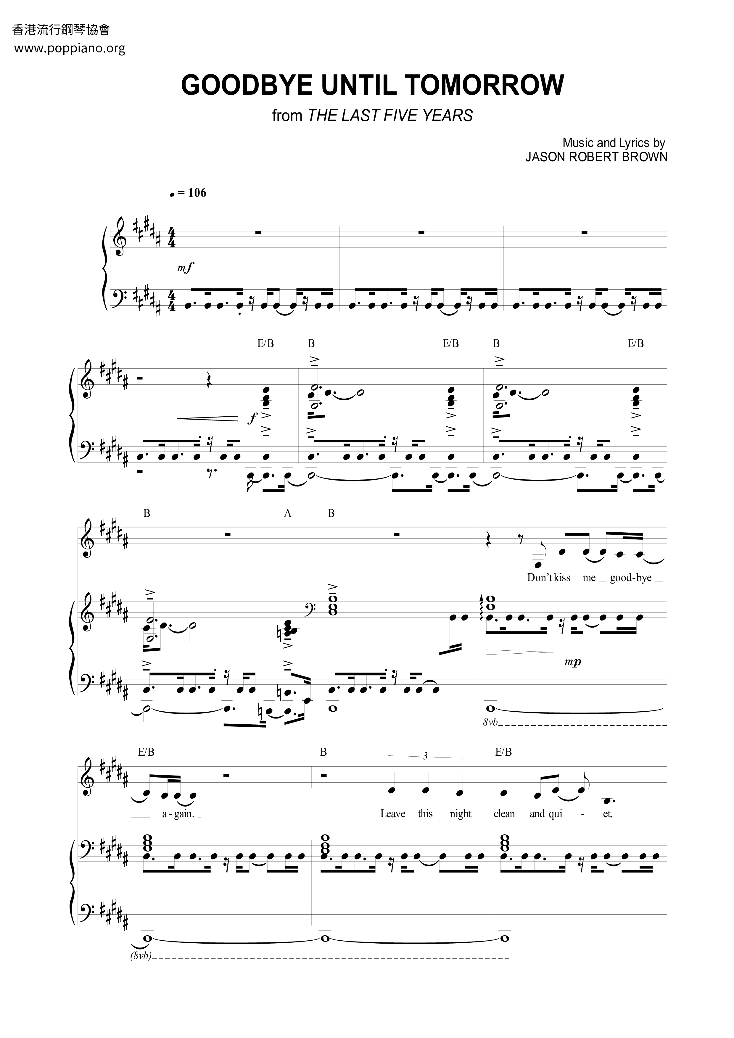 Goodbye Until Tomorrow Score