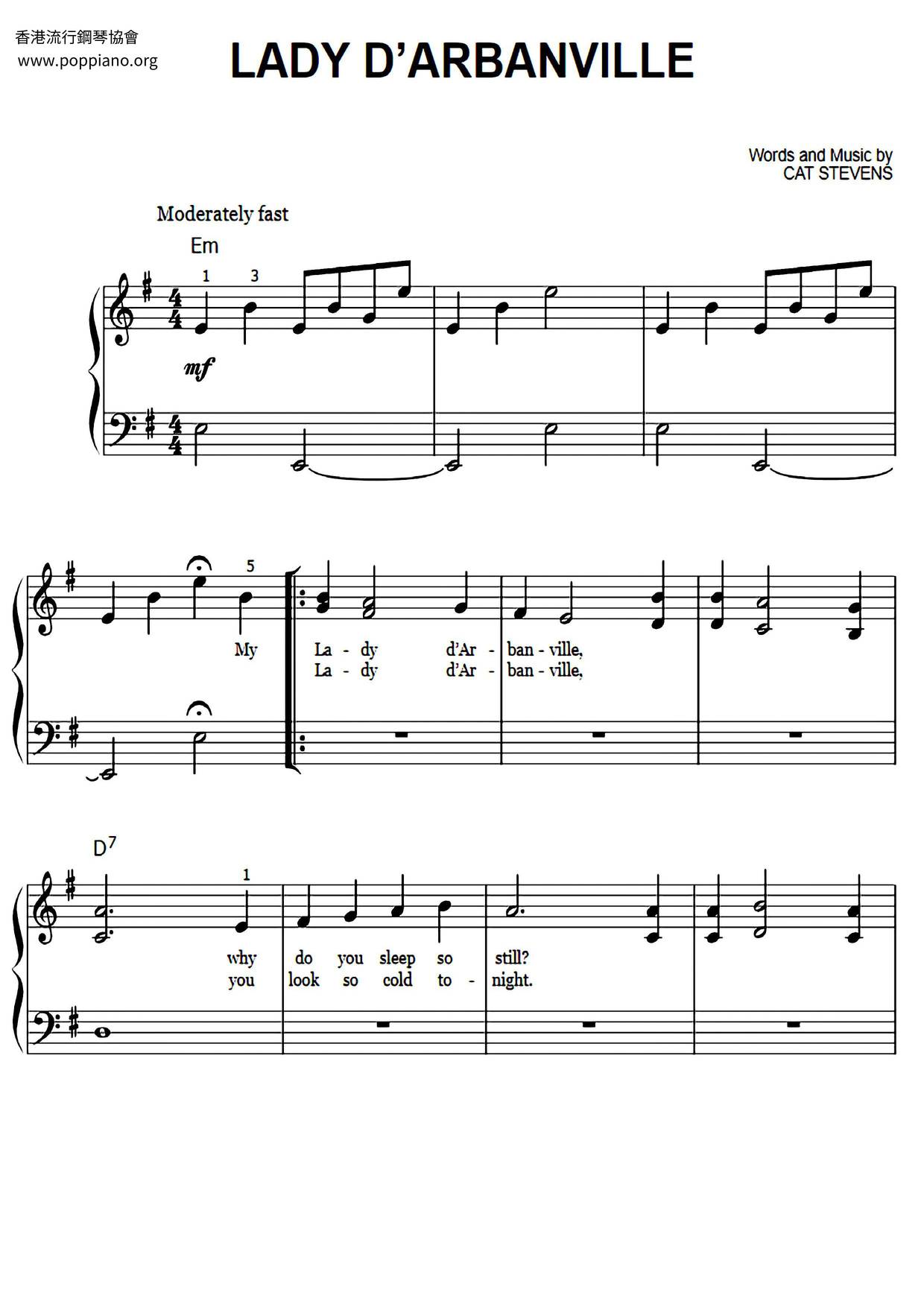 Lady D'Arbanville Score