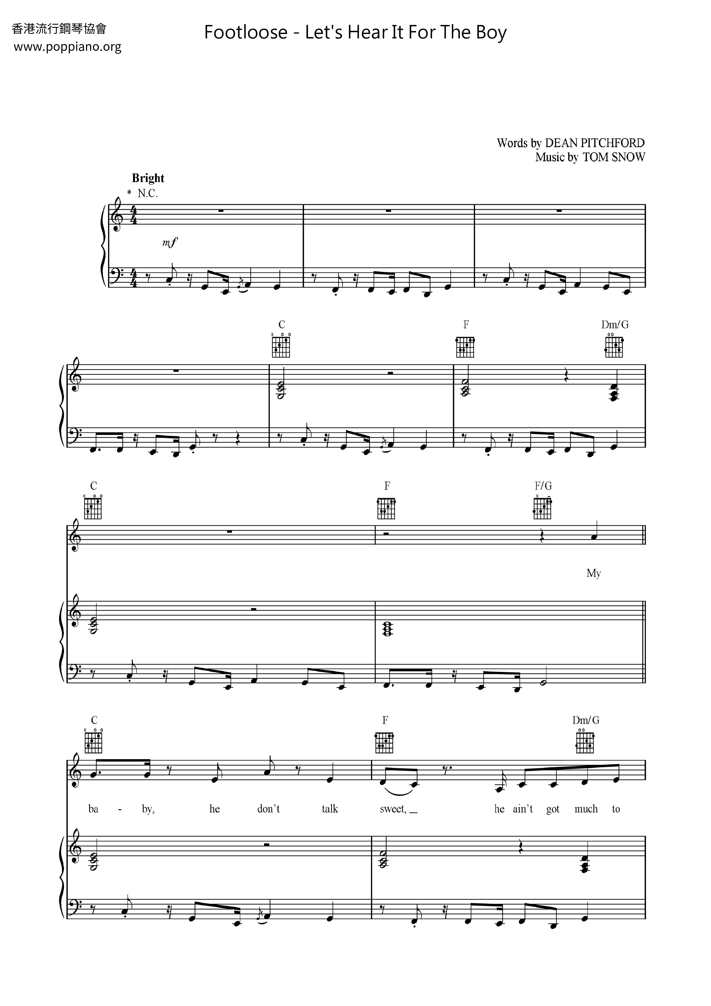 Let's Hear It For The Boy Score