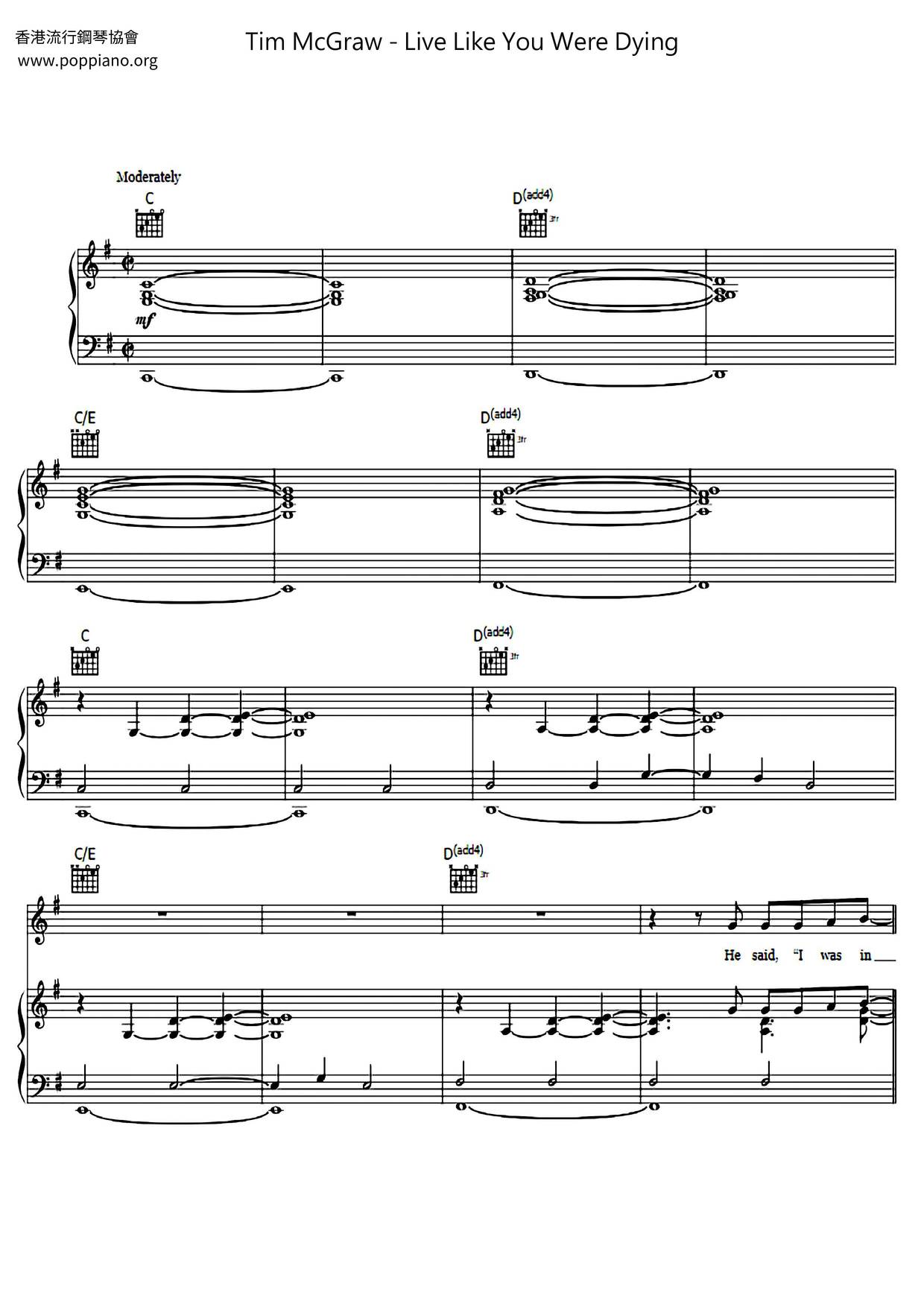 Live Like You Were Dying Score
