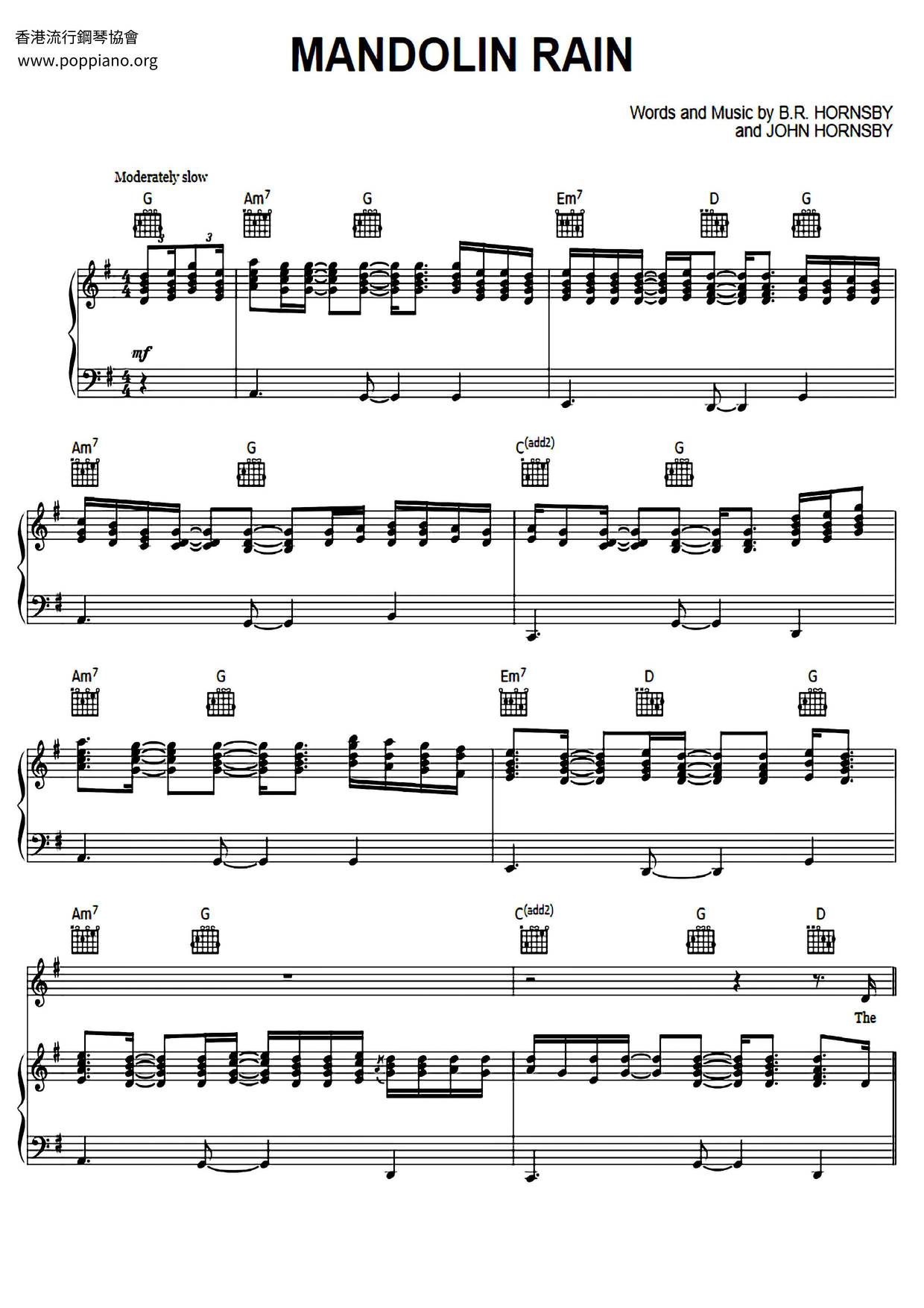 Mandolin Rain琴譜