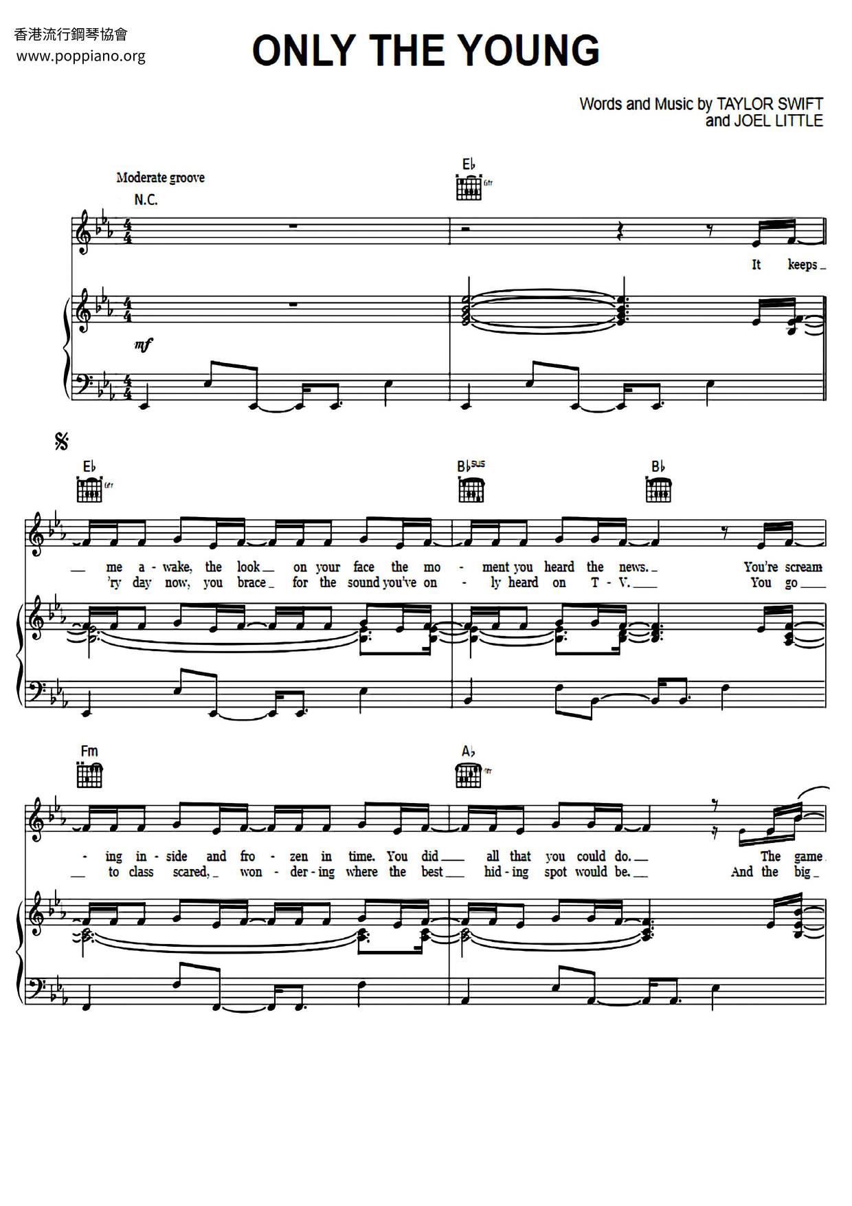 Taylor SwiftOnly The Young Sheet Music pdf, Free Score Download ★