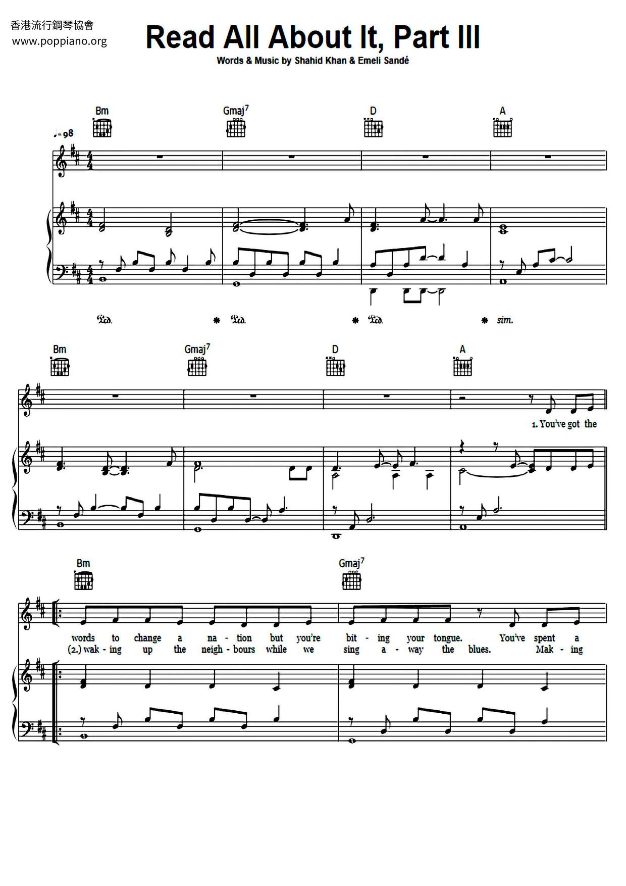 Read All About It PT. III Score