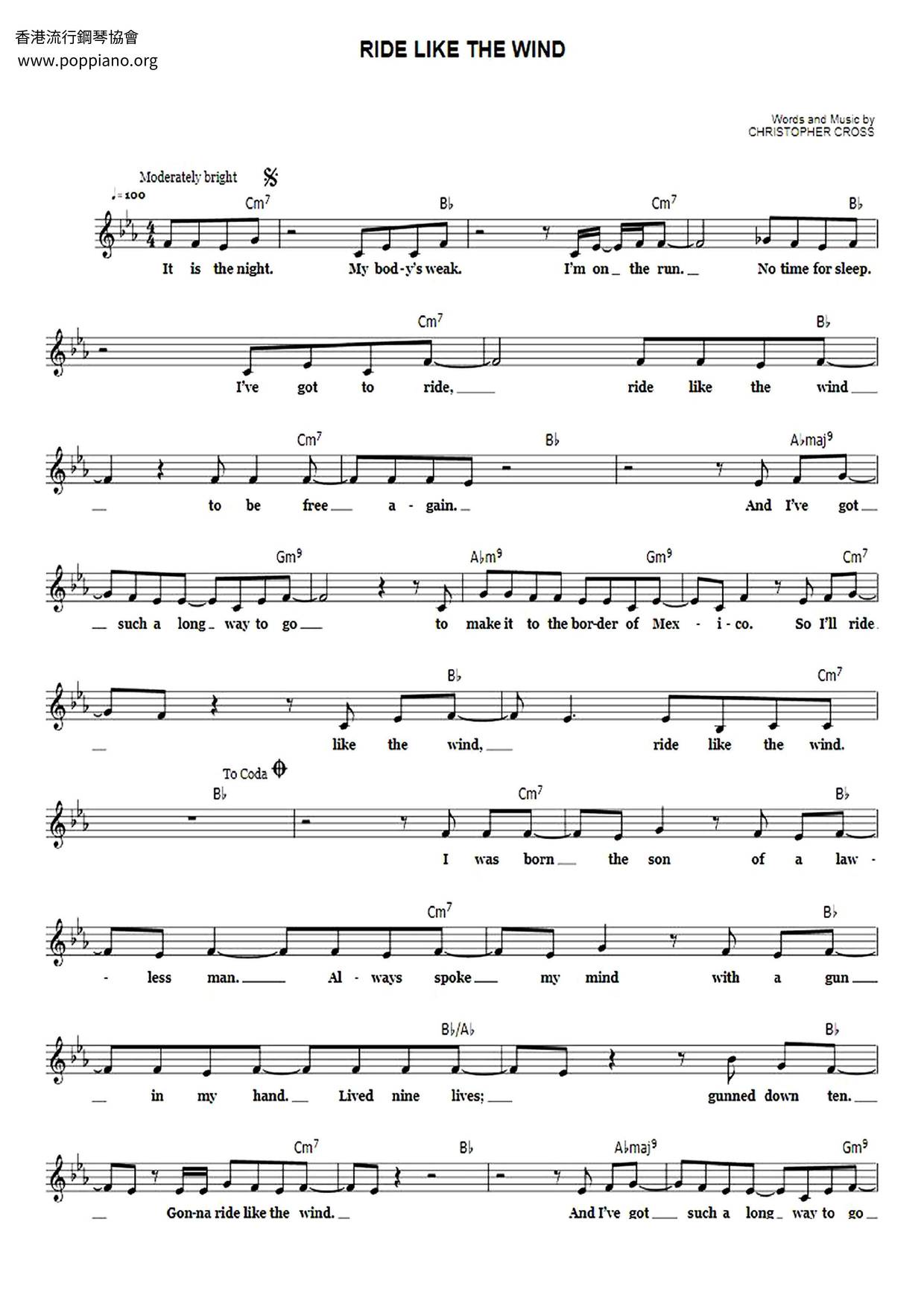 Ride Like The Wind Score