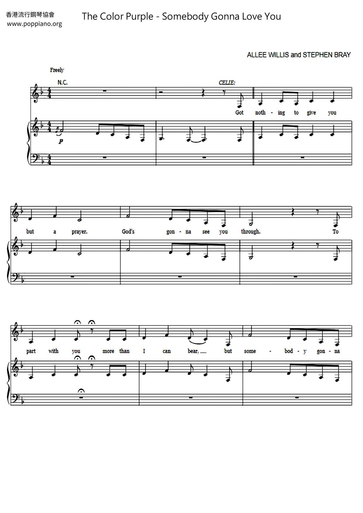 Somebody Gonna Love You Score