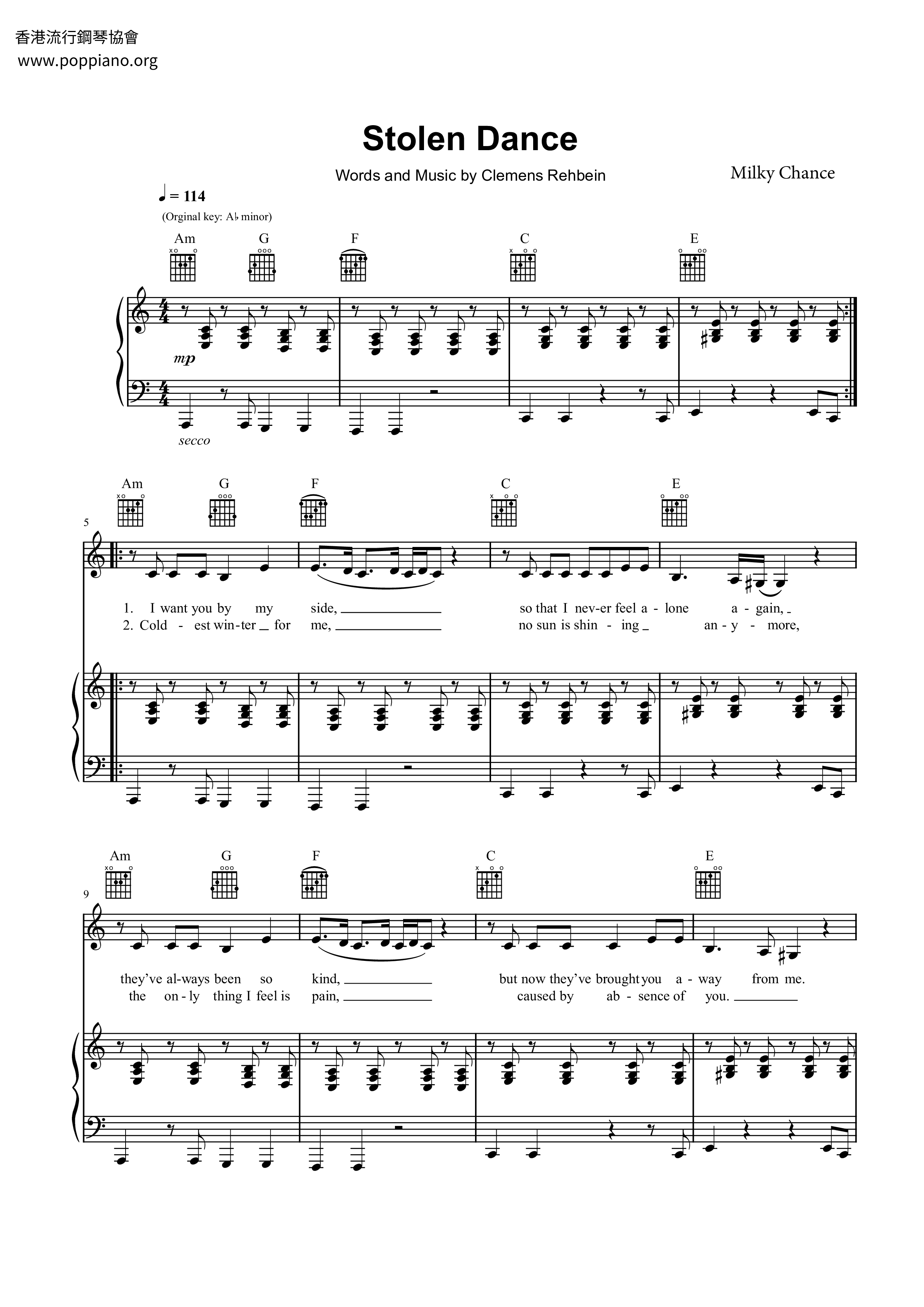 Stolen Dance Score