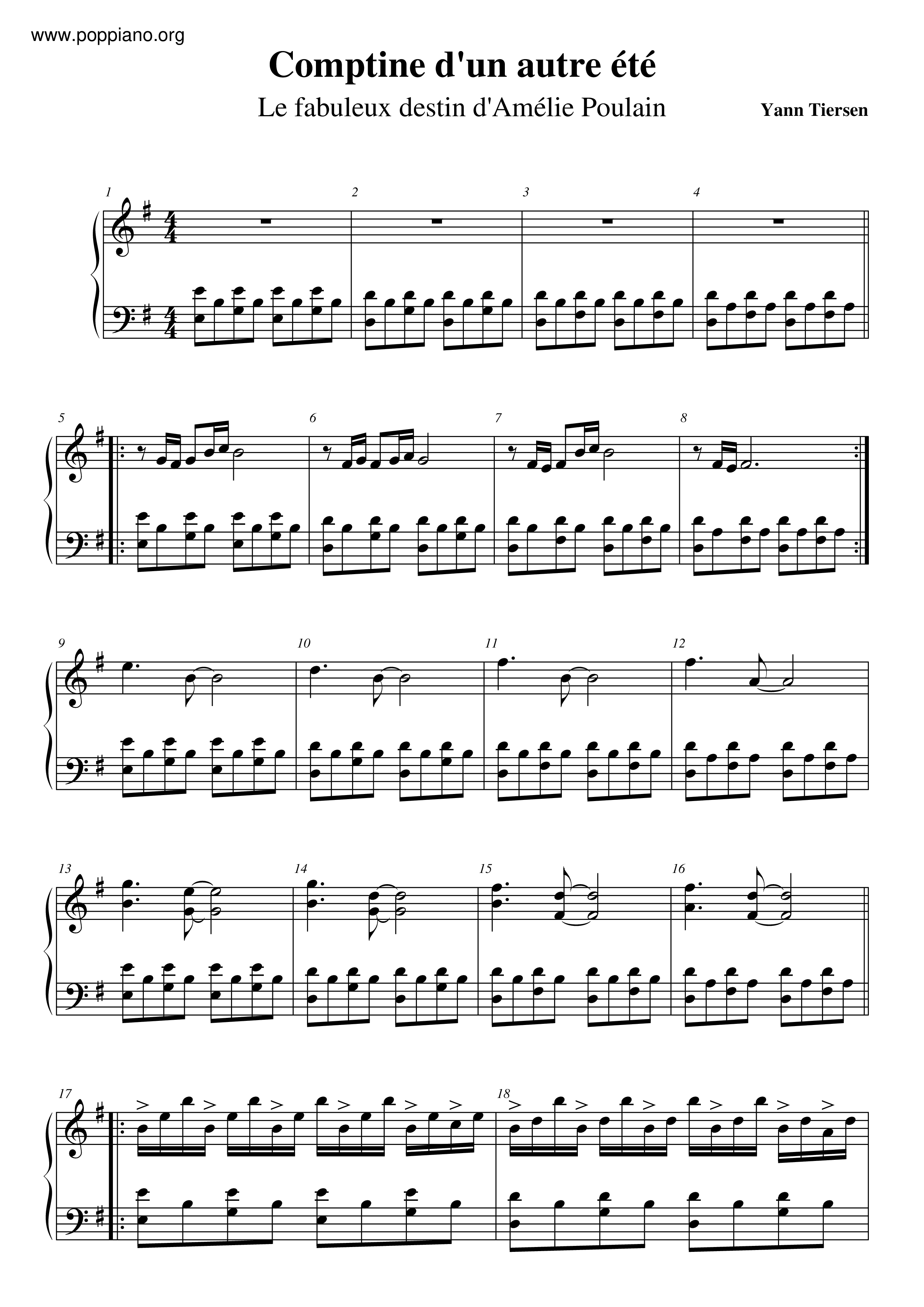 Comptine D'été No.3 Score