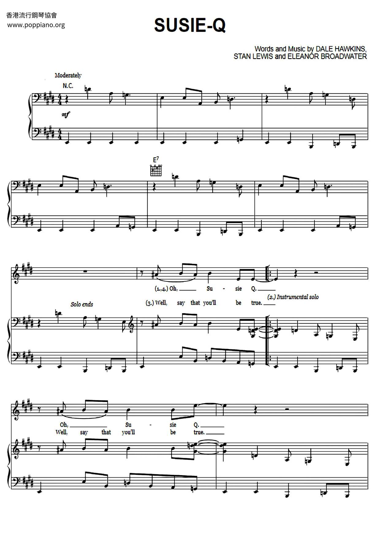☆ Creedence Clearwater Revival-Susie Q Sheet Music pdf, - Free