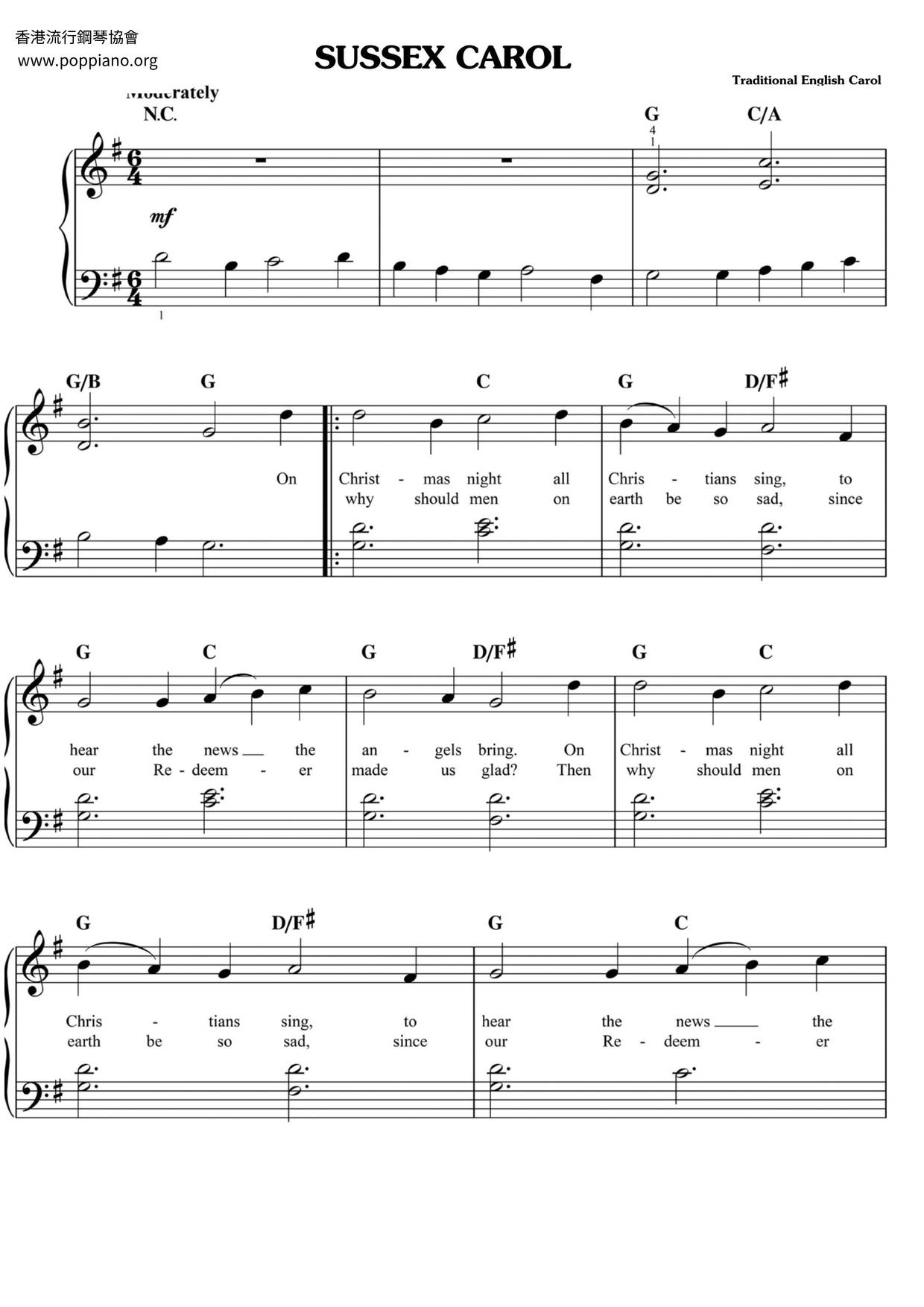 Sussex Carol Score