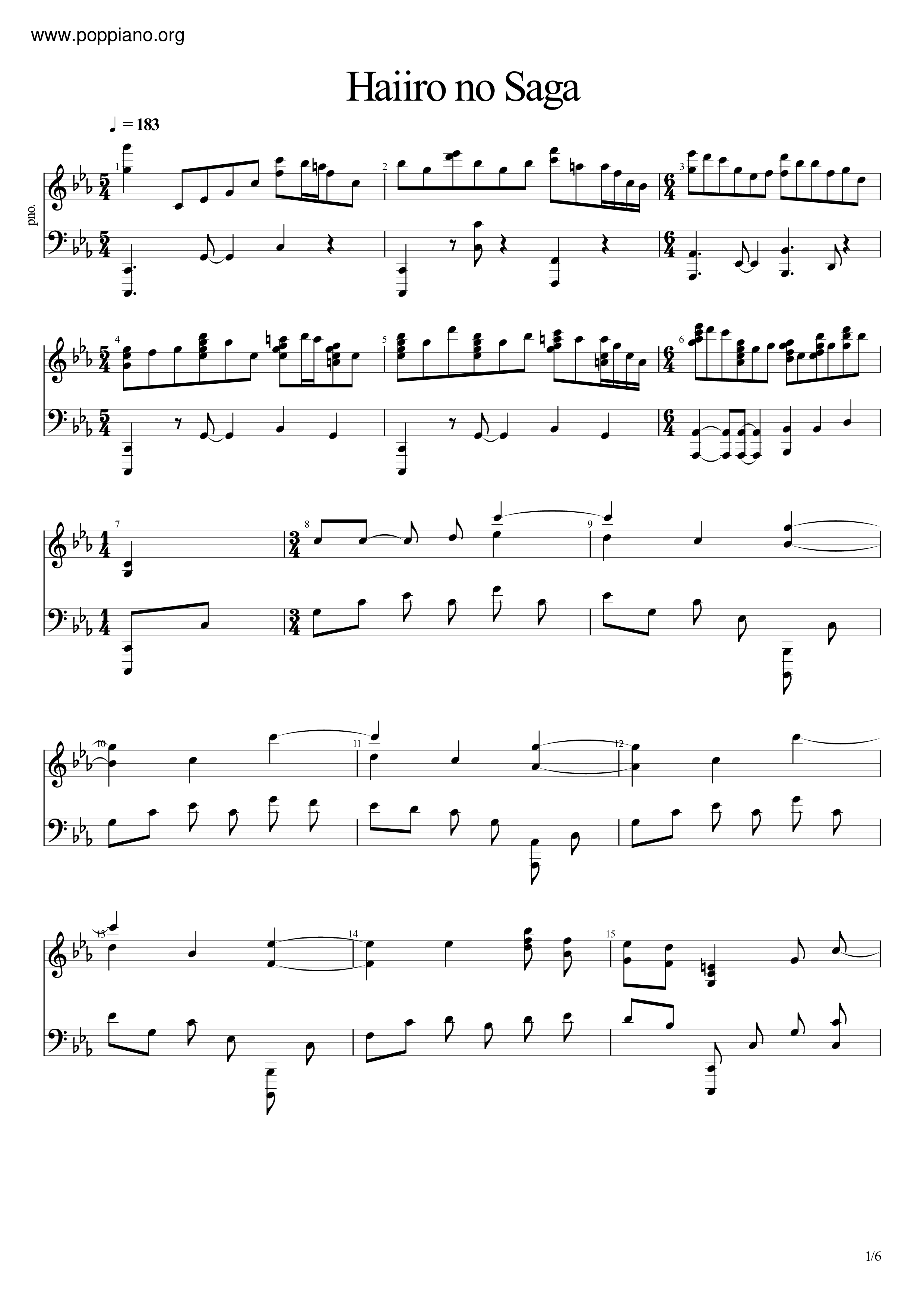 Haiiro No Saga Score
