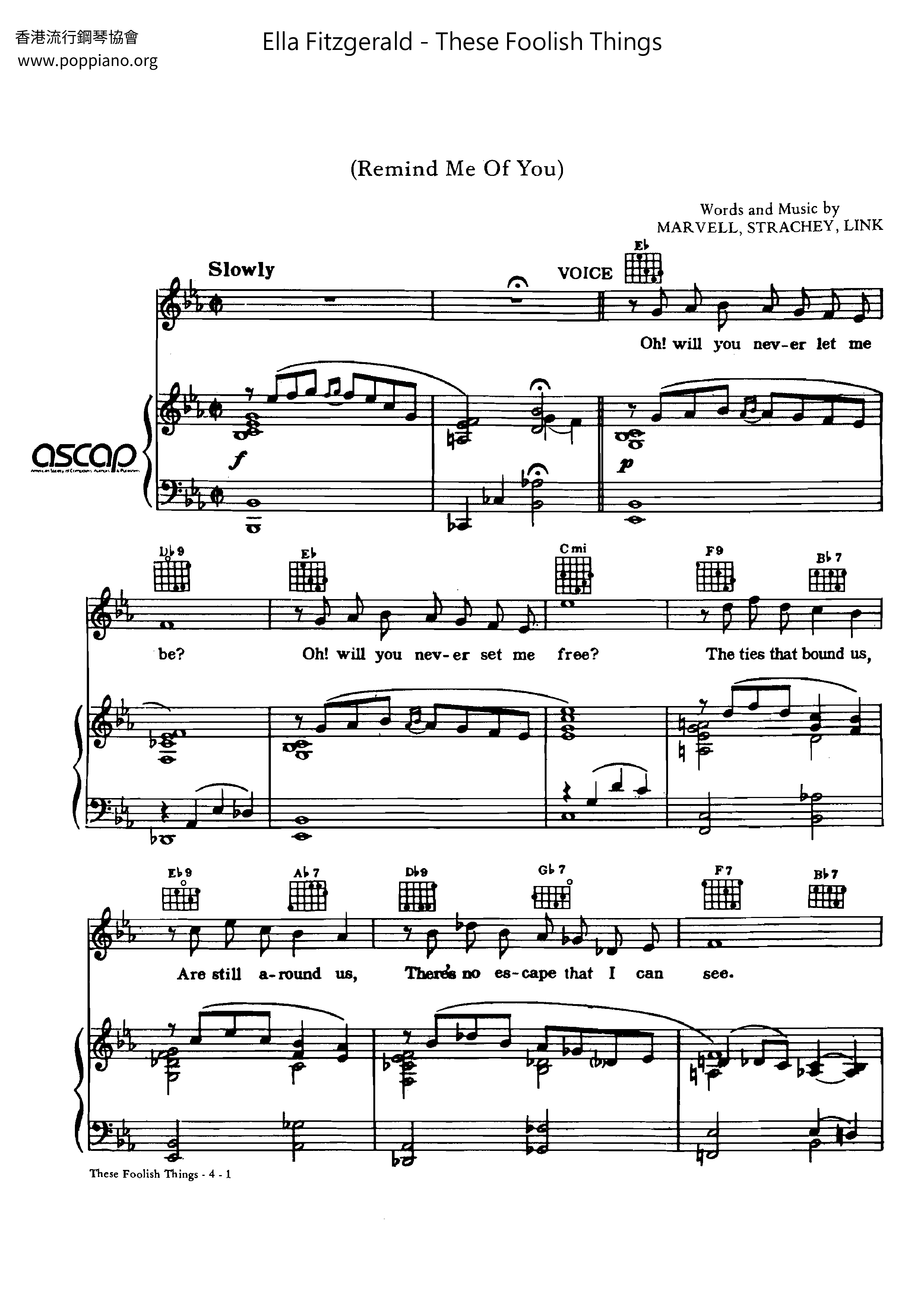 These Foolish Things (Remind Me Of You) Score