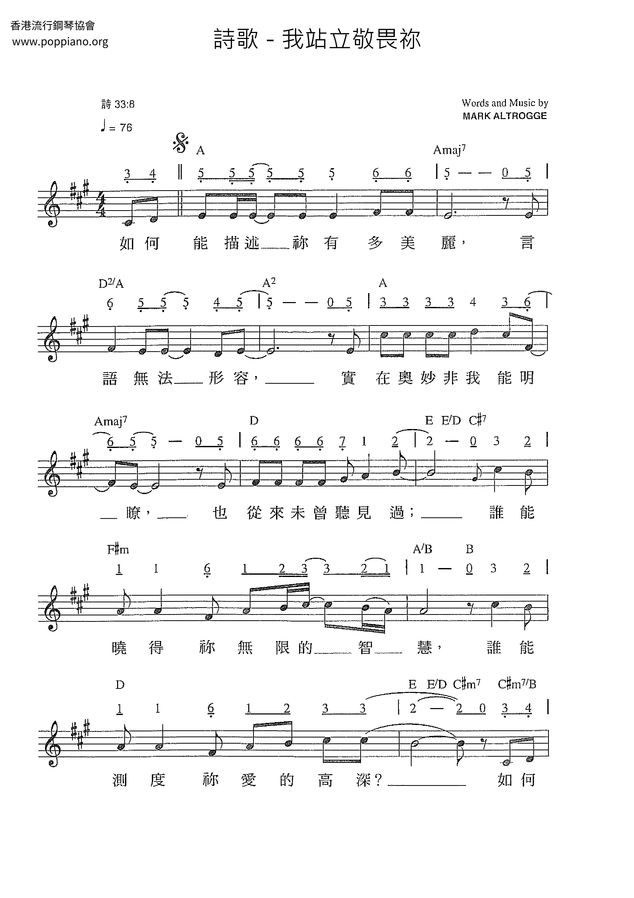 I Stand In Awe Of You Score