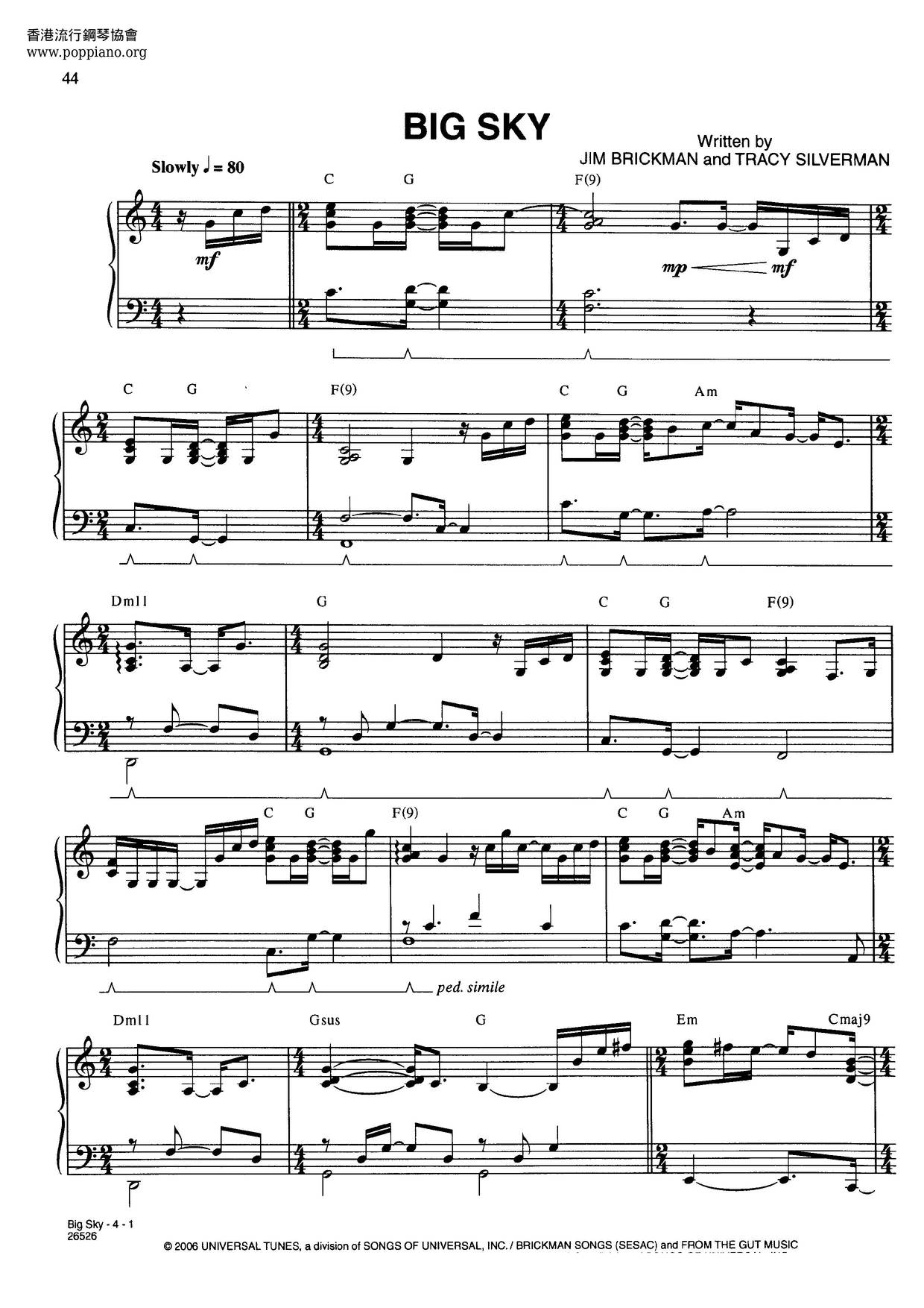 Jim BrickmanBig Sky Sheet Music pdf, Free Score Download ★