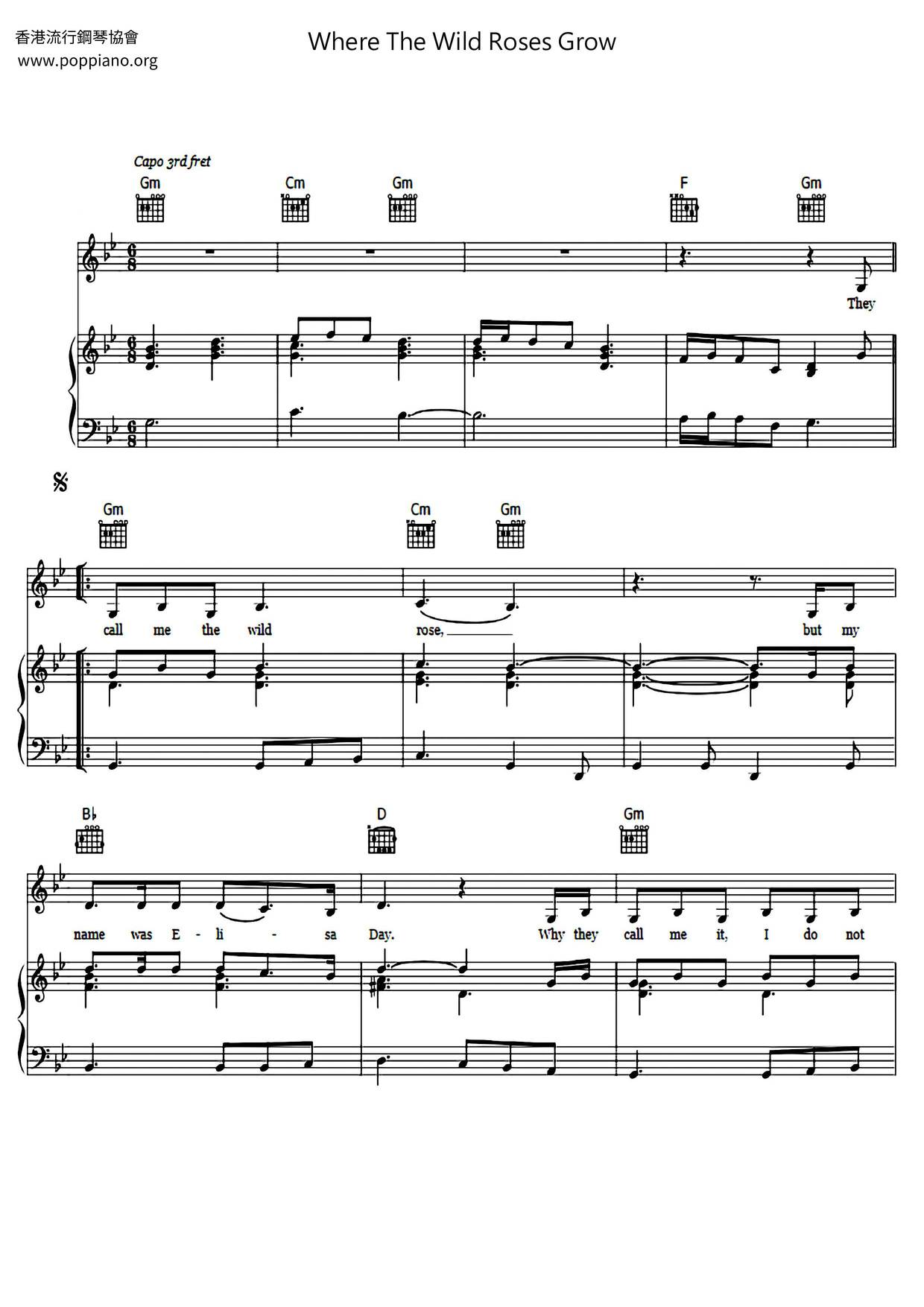 Where The Wild Roses Grow Score