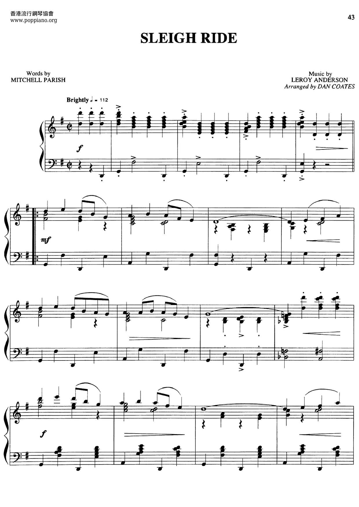 Sleigh Rideピアノ譜