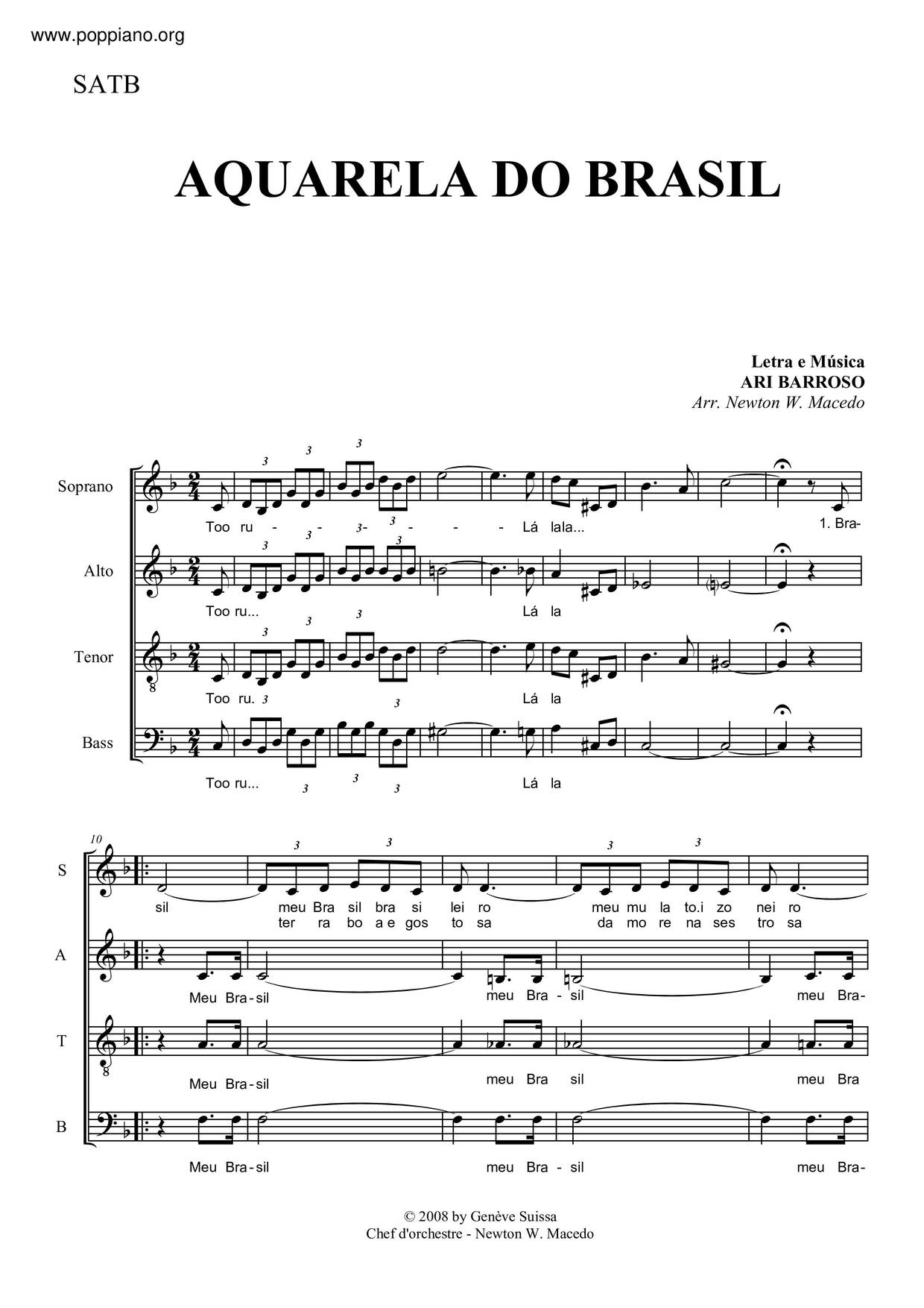 Aquarela Do Brasil琴譜