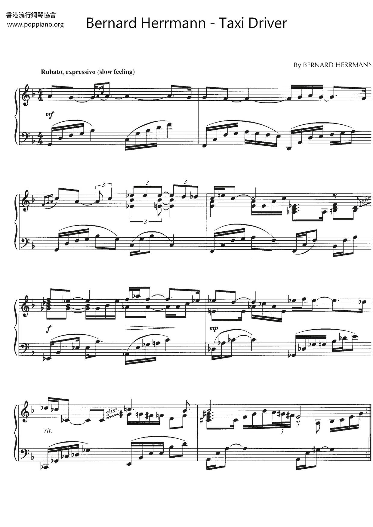 Bernard Herrmann Taxi Driver Sheet Music Pdf Free Score Download Bernard Herrmann Taxi Driver Sheet Music Pdf Free Score Download