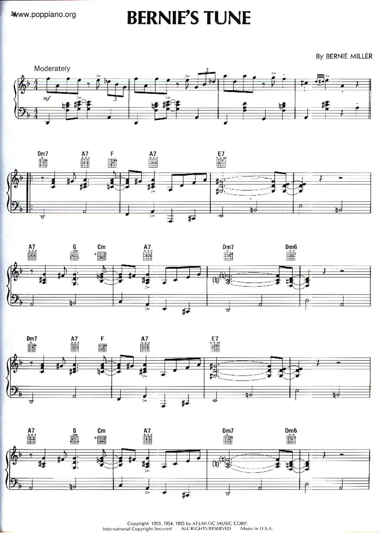 Bernie's Tuneピアノ譜
