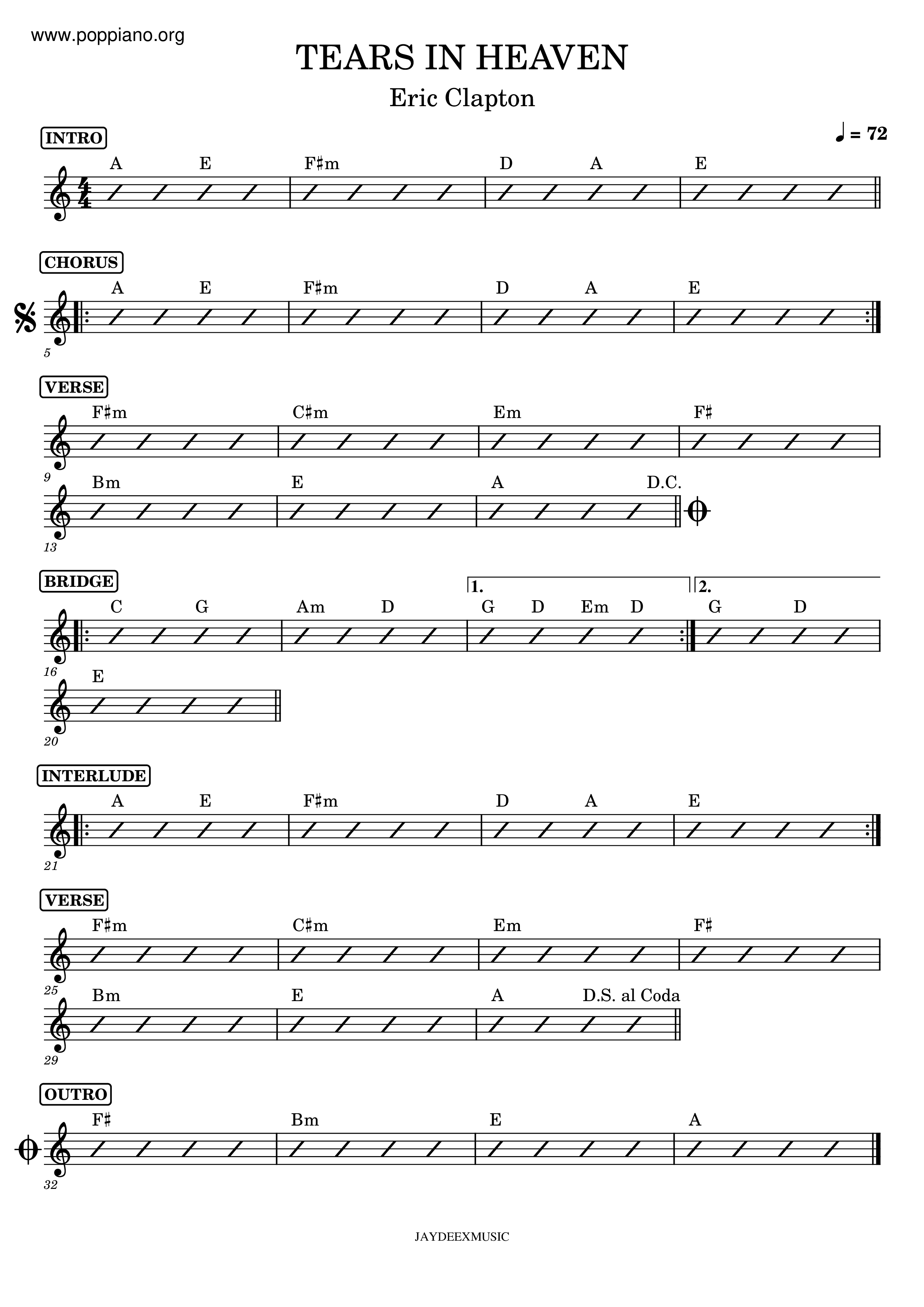 Tears In Heaven Score