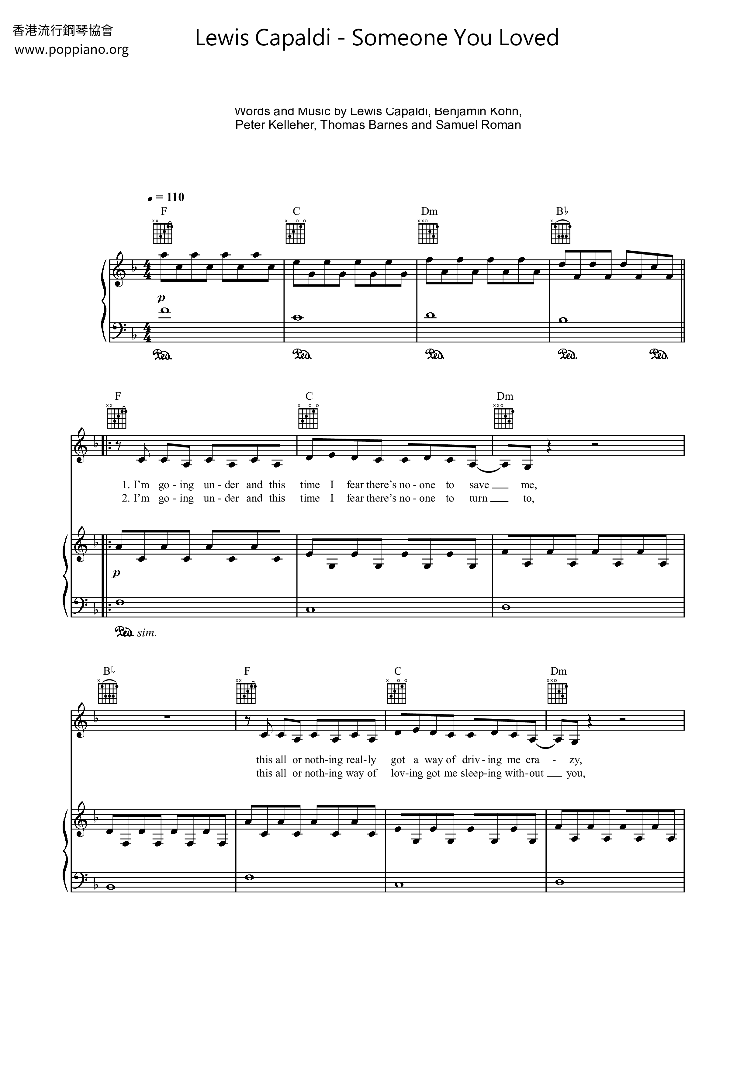 Someone You Loved Score