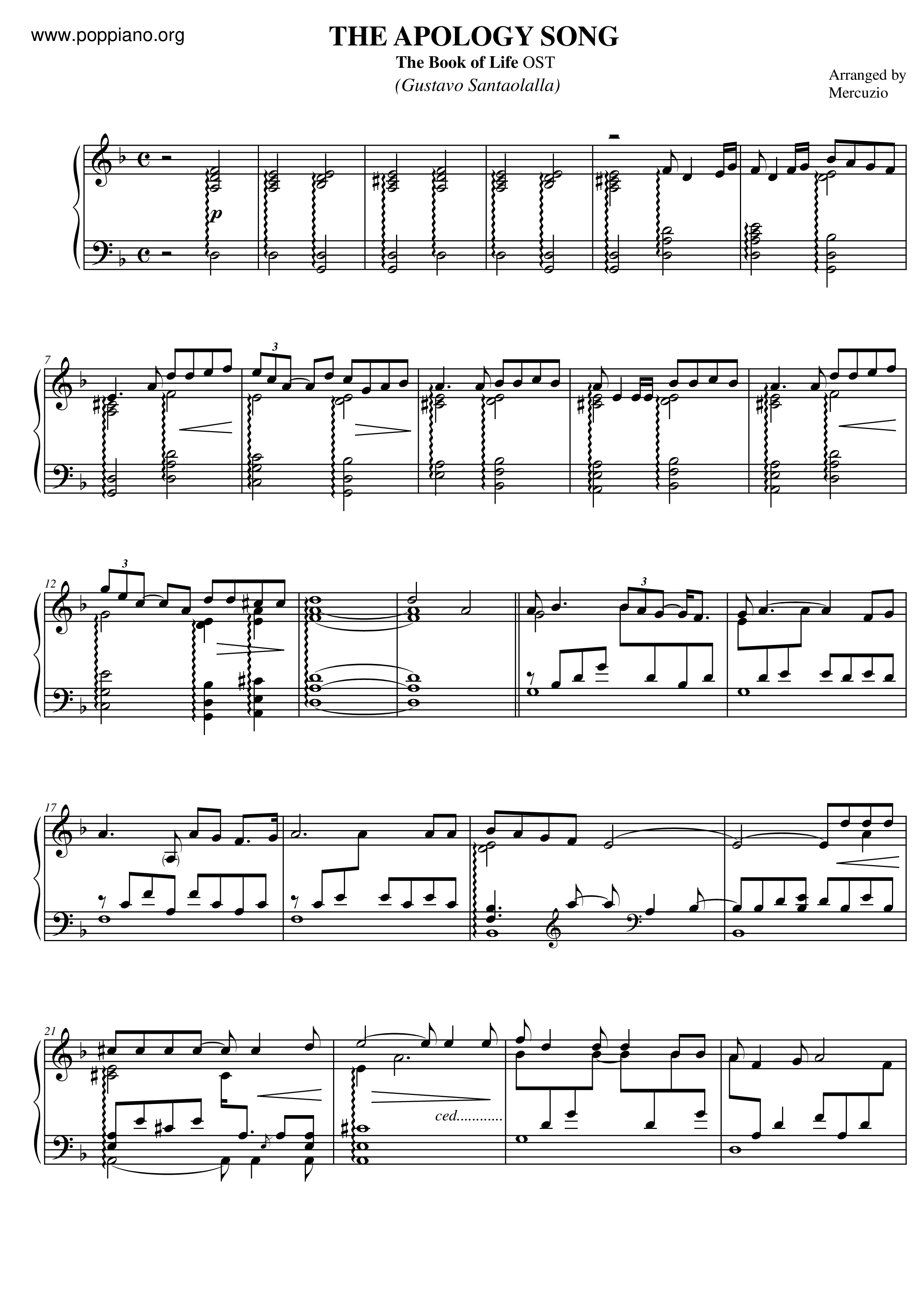 The Apology Song Score