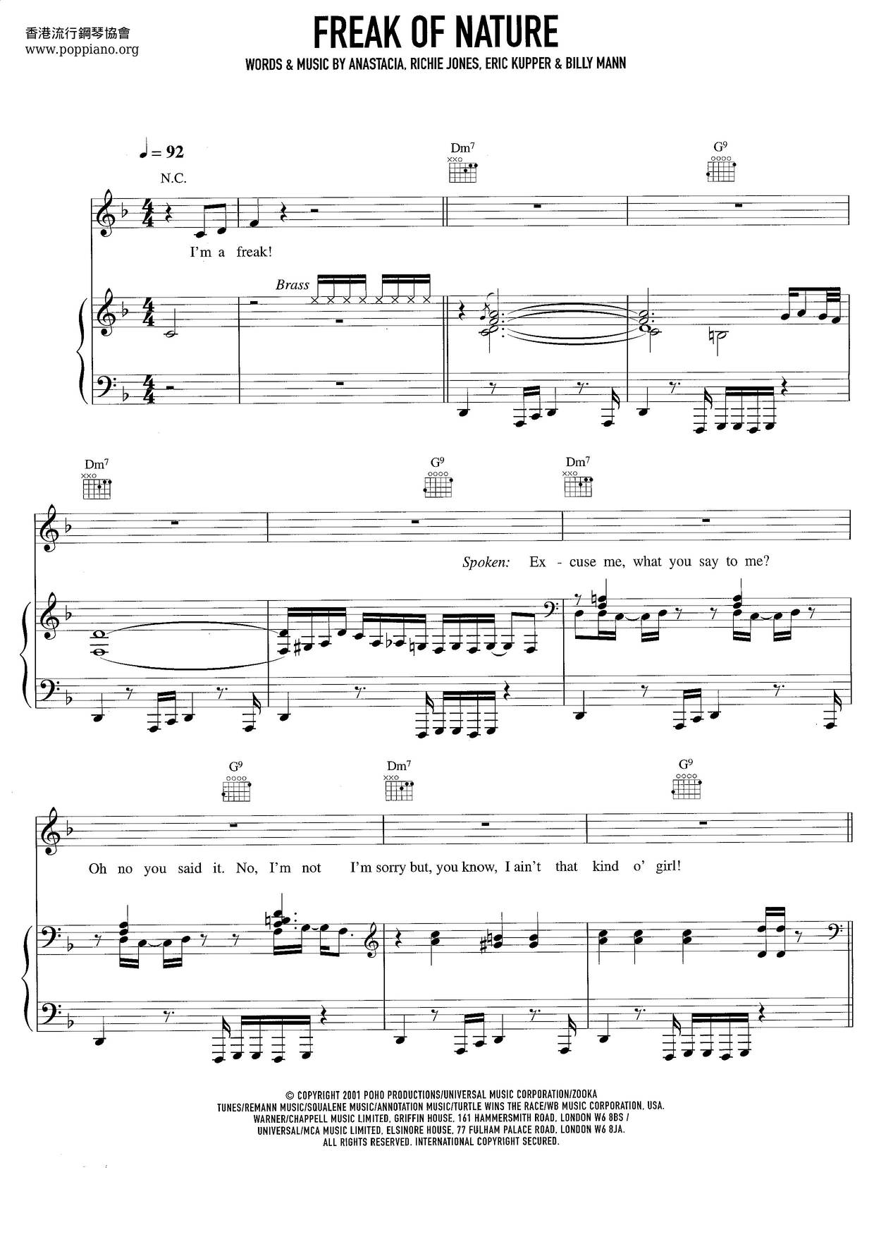 Freak Of Nature Book 72 Pages Score