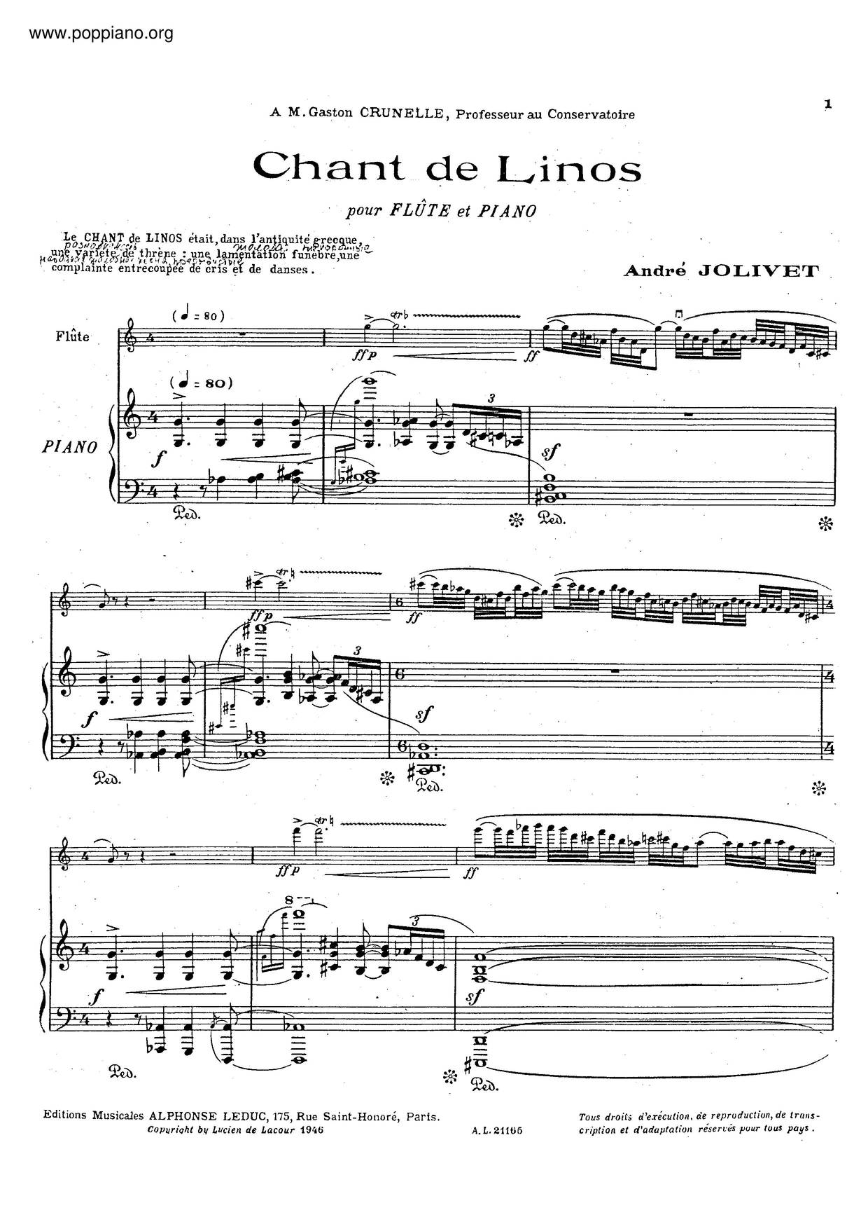 Chant De Linos Score