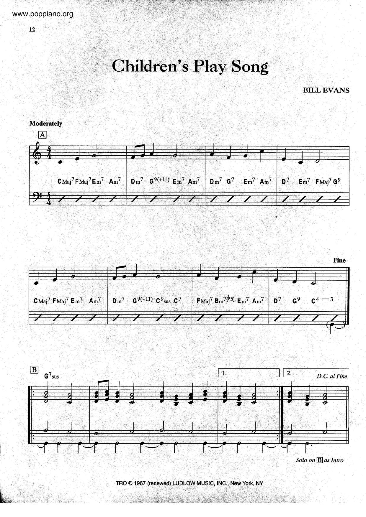 Children's Play Song Score