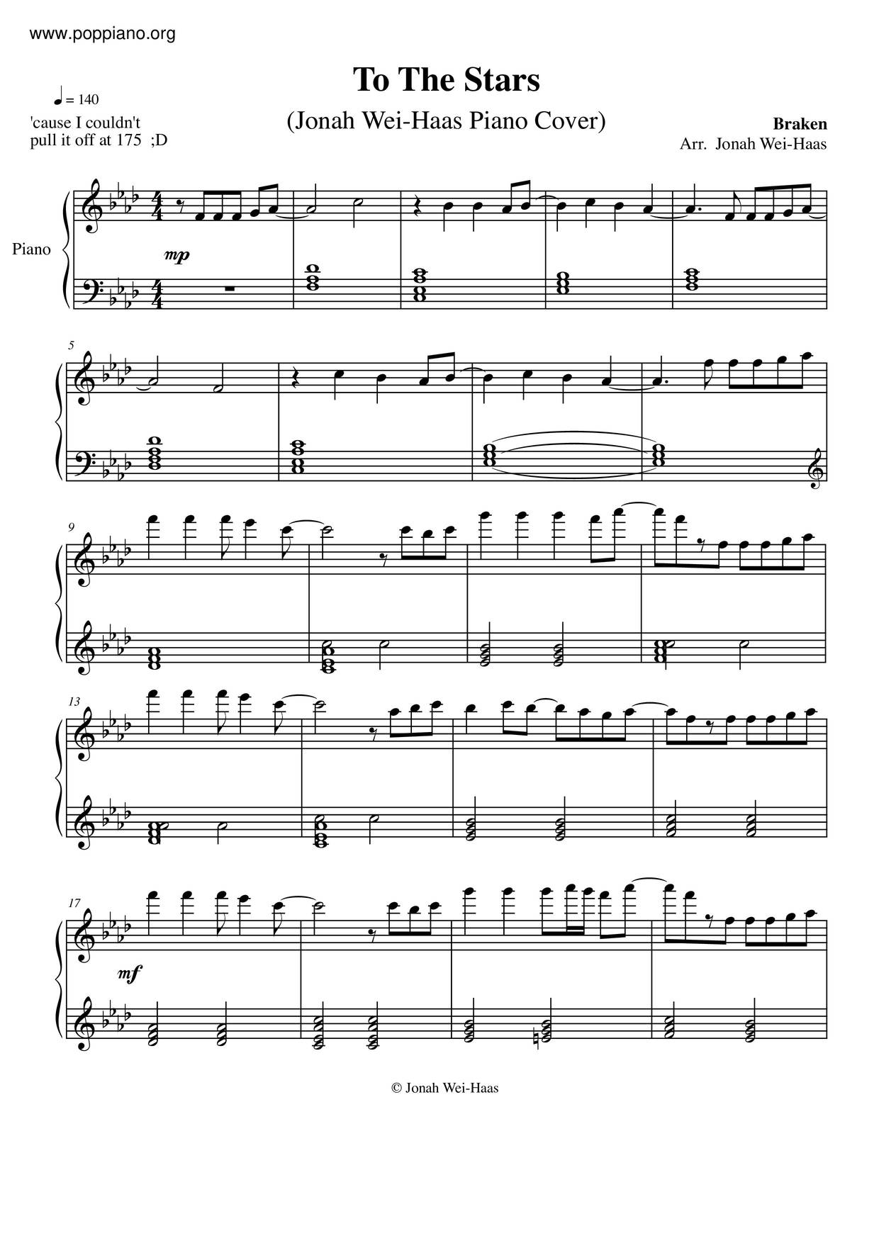 To The Stars Score