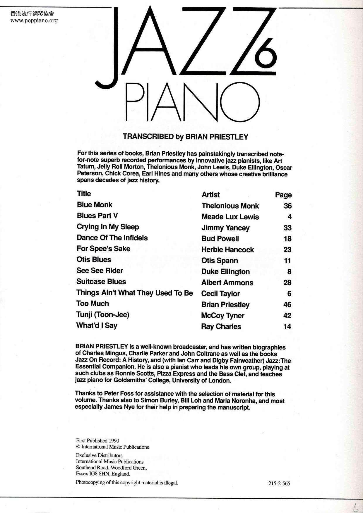 Jazz Piano 6 Book 49 Pages琴譜