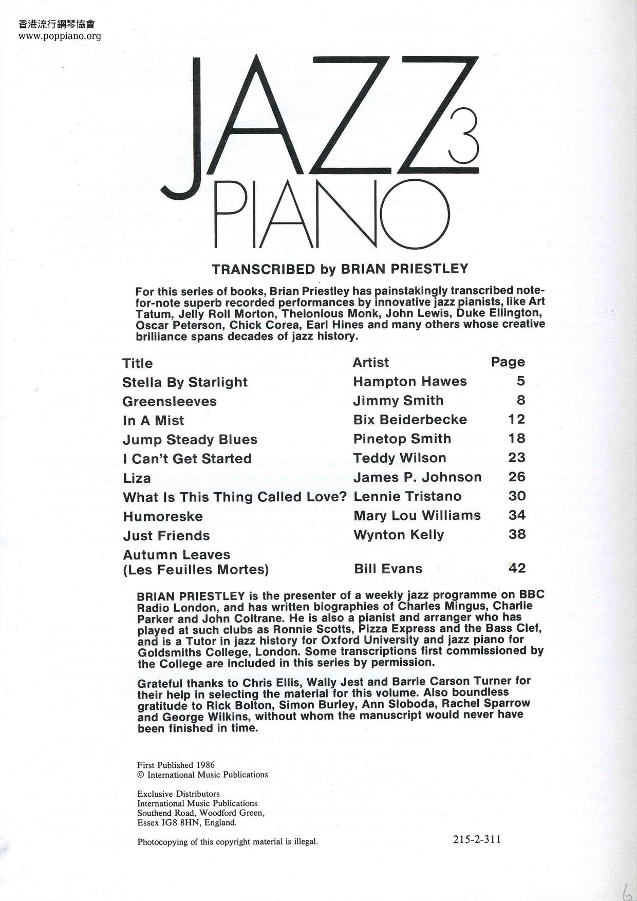 Jazz Piano 3 Book 49 Pages琴譜