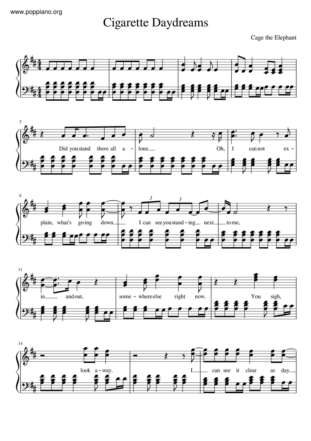 Cigarette Daydreams Score