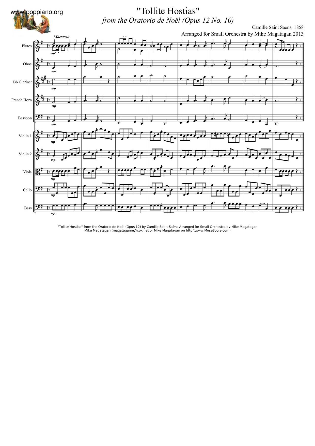 Tollite Hostias Opus 12 No. 10 For Small Orchestraピアノ譜