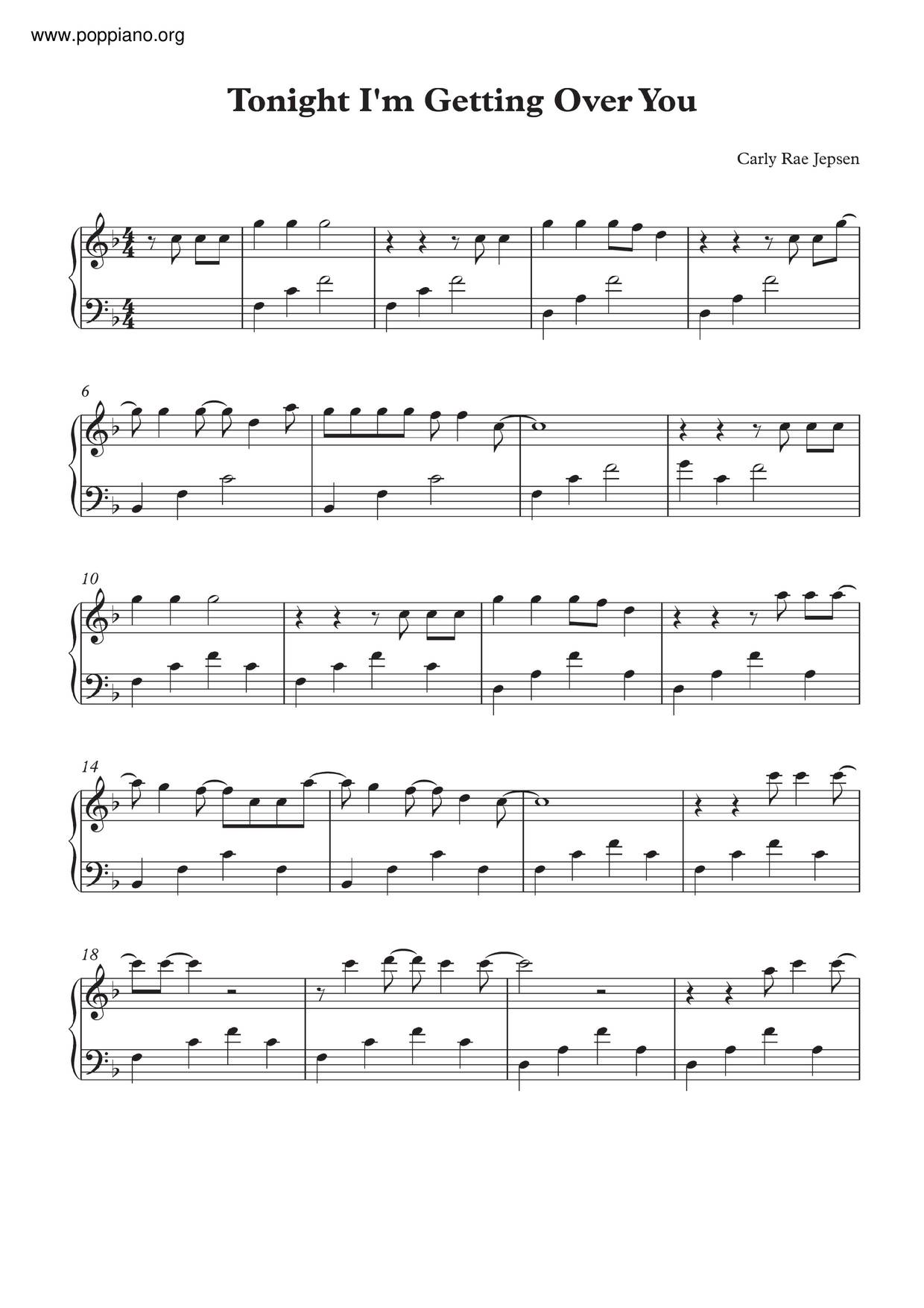 Tonight I'm Getting Over You Score