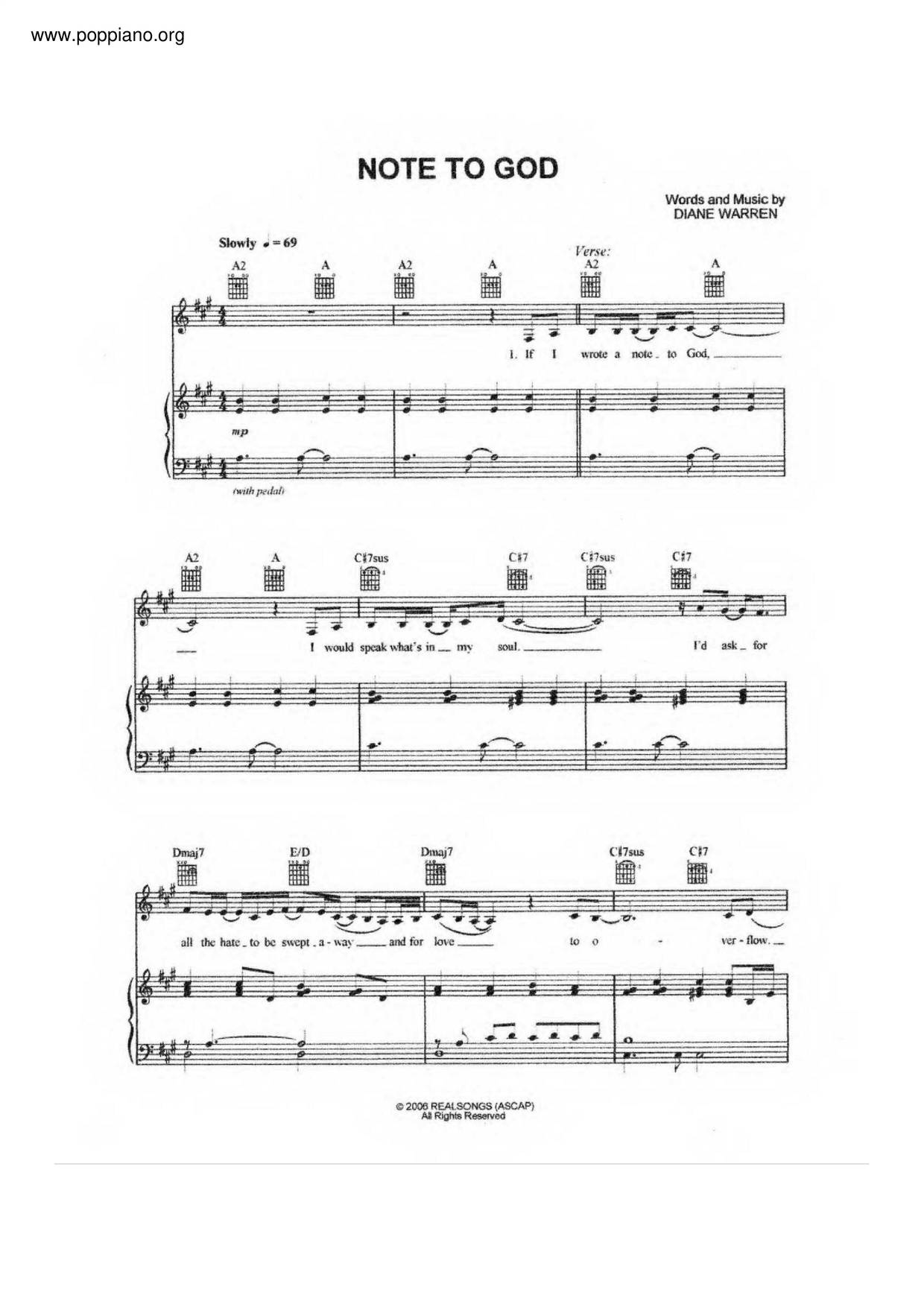Note To God Score