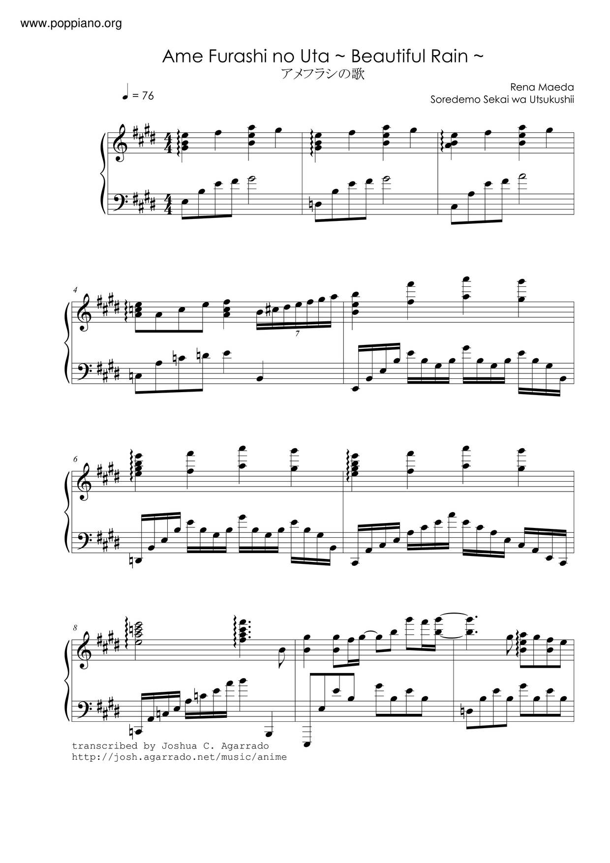 Ame Furashi No Uta Score
