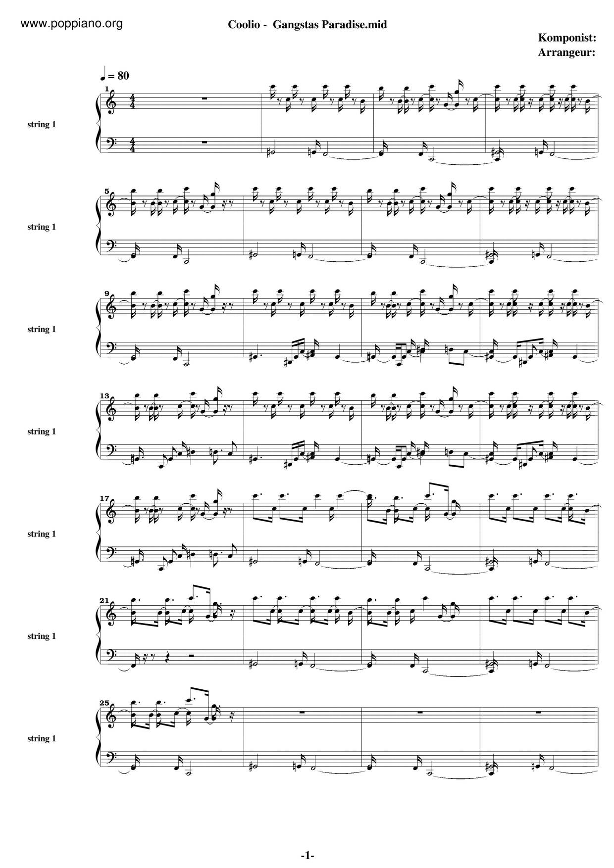 Gangsta's Paradise Score