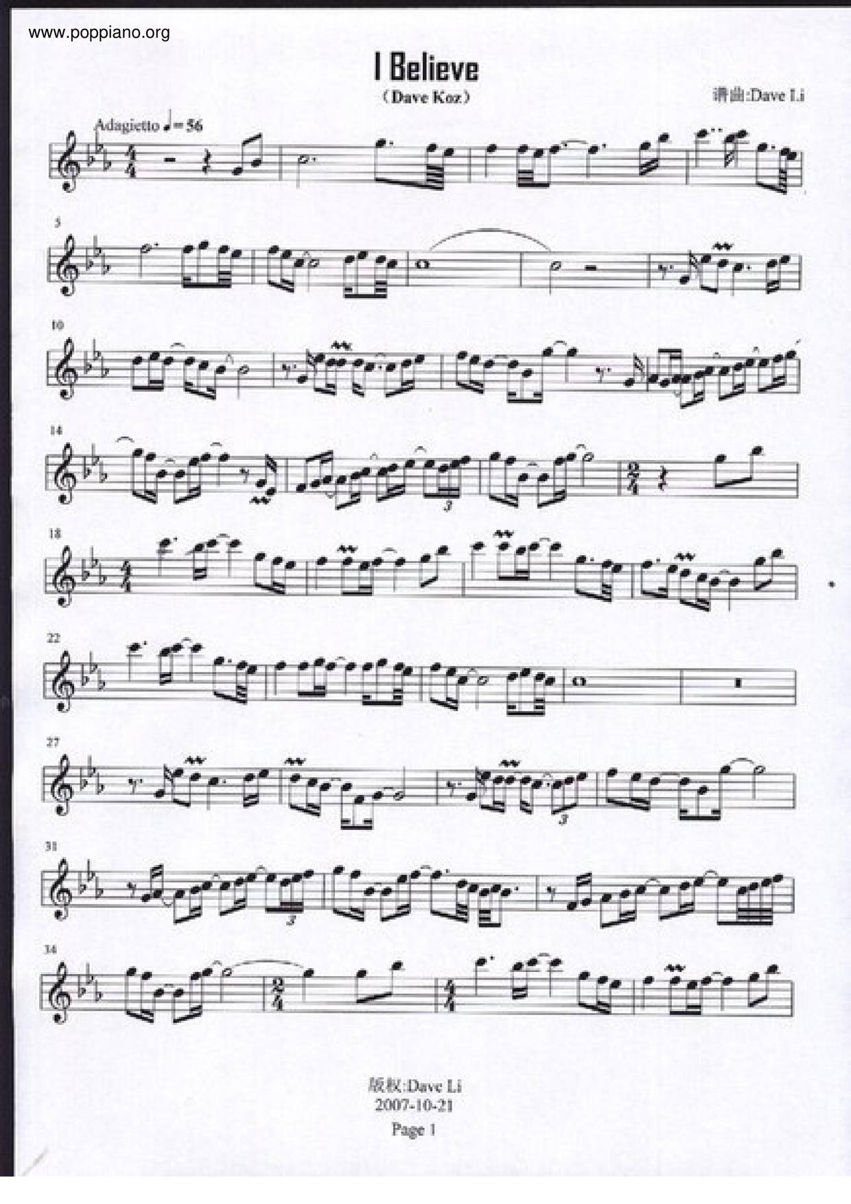 I Believe Score