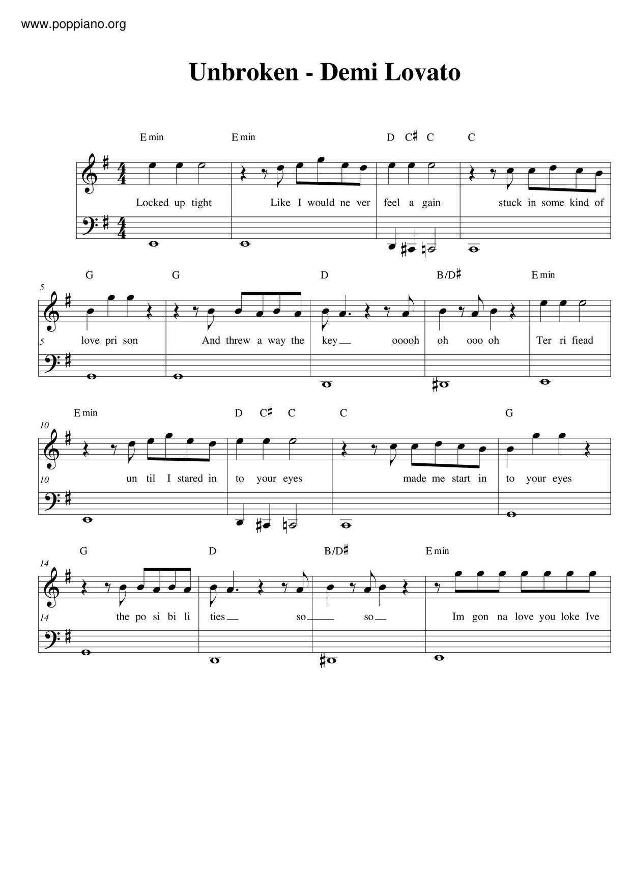 Free Two Pieces by Demi Lovato sheet music